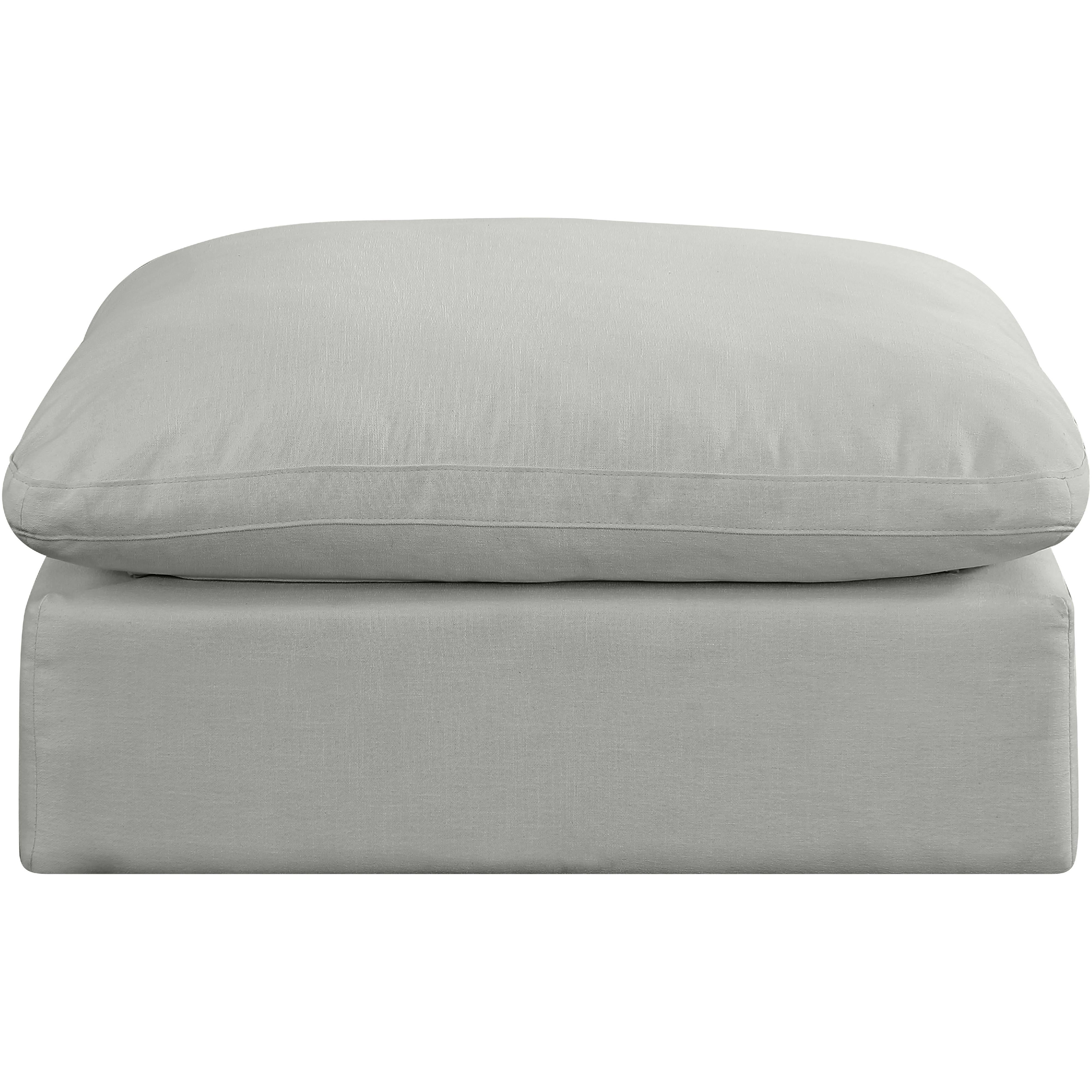 Meridian Comfy Grey Linen Textured Fabric Modular Ottoman