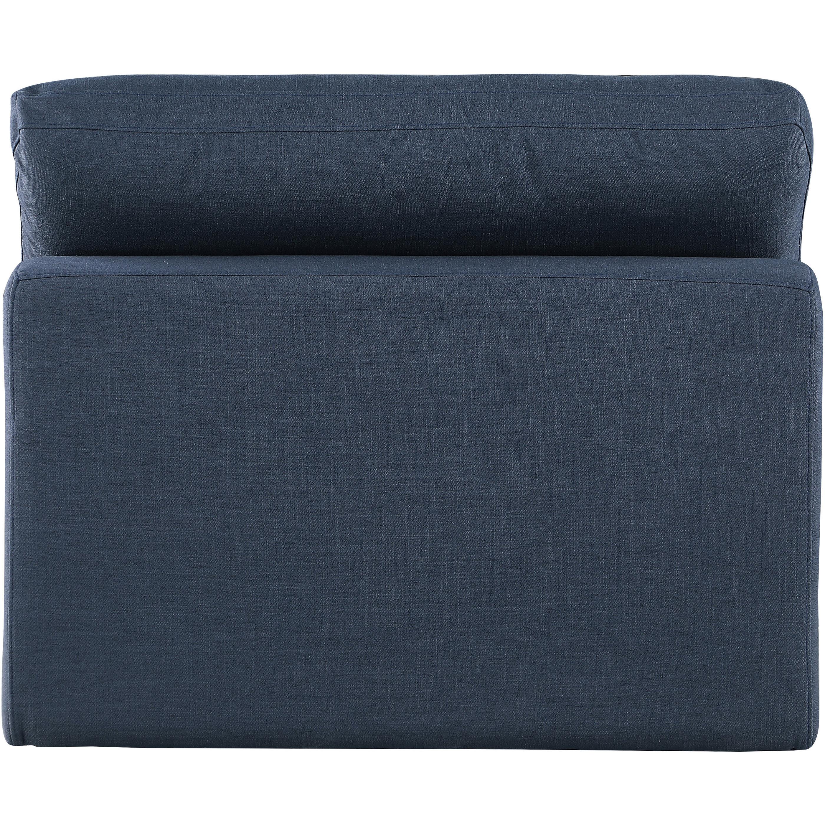 Meridian Comfy Navy Linen Textured Fabric Modular Armless Chair