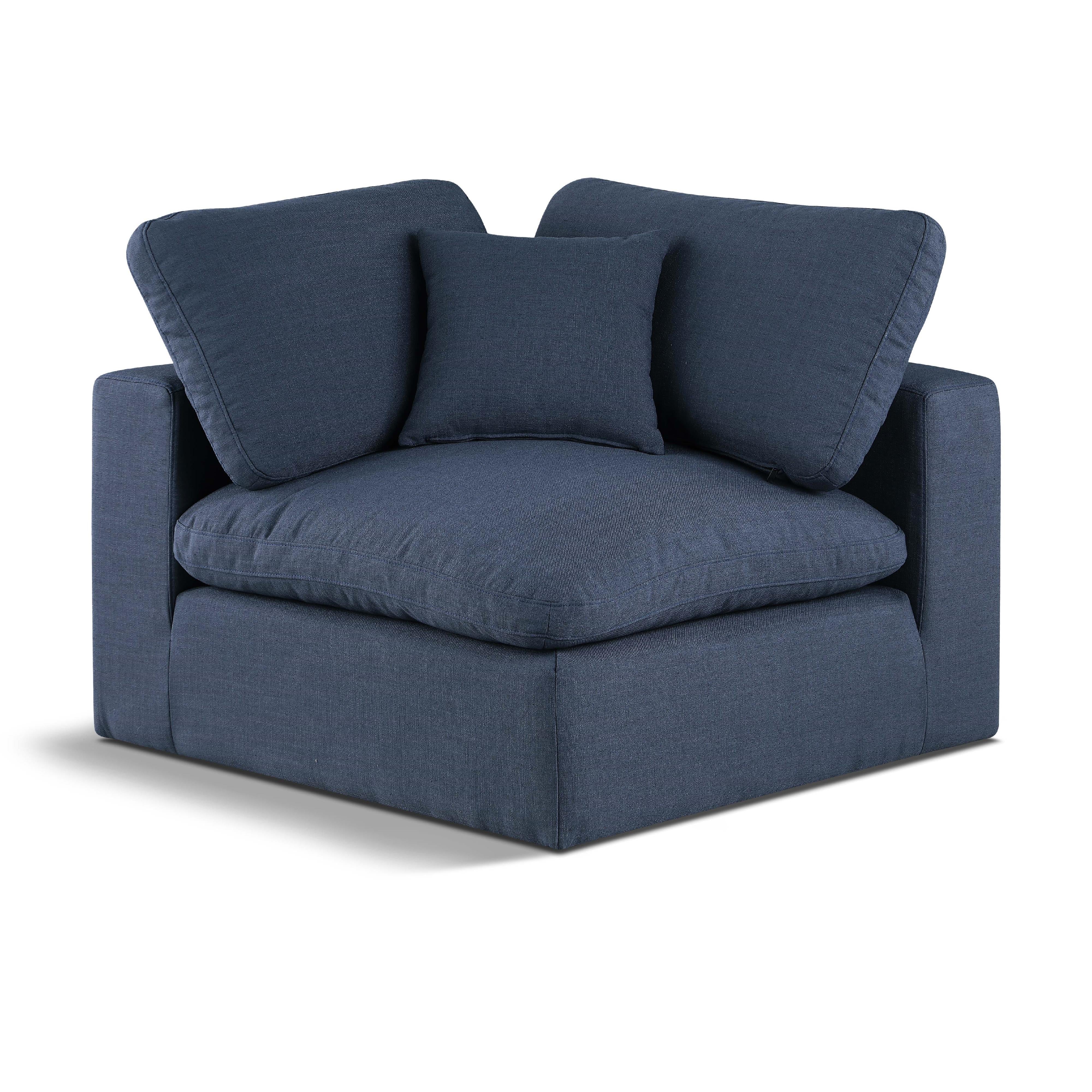 Meridian Comfy Navy Linen Textured Fabric Modular Corner Chair
