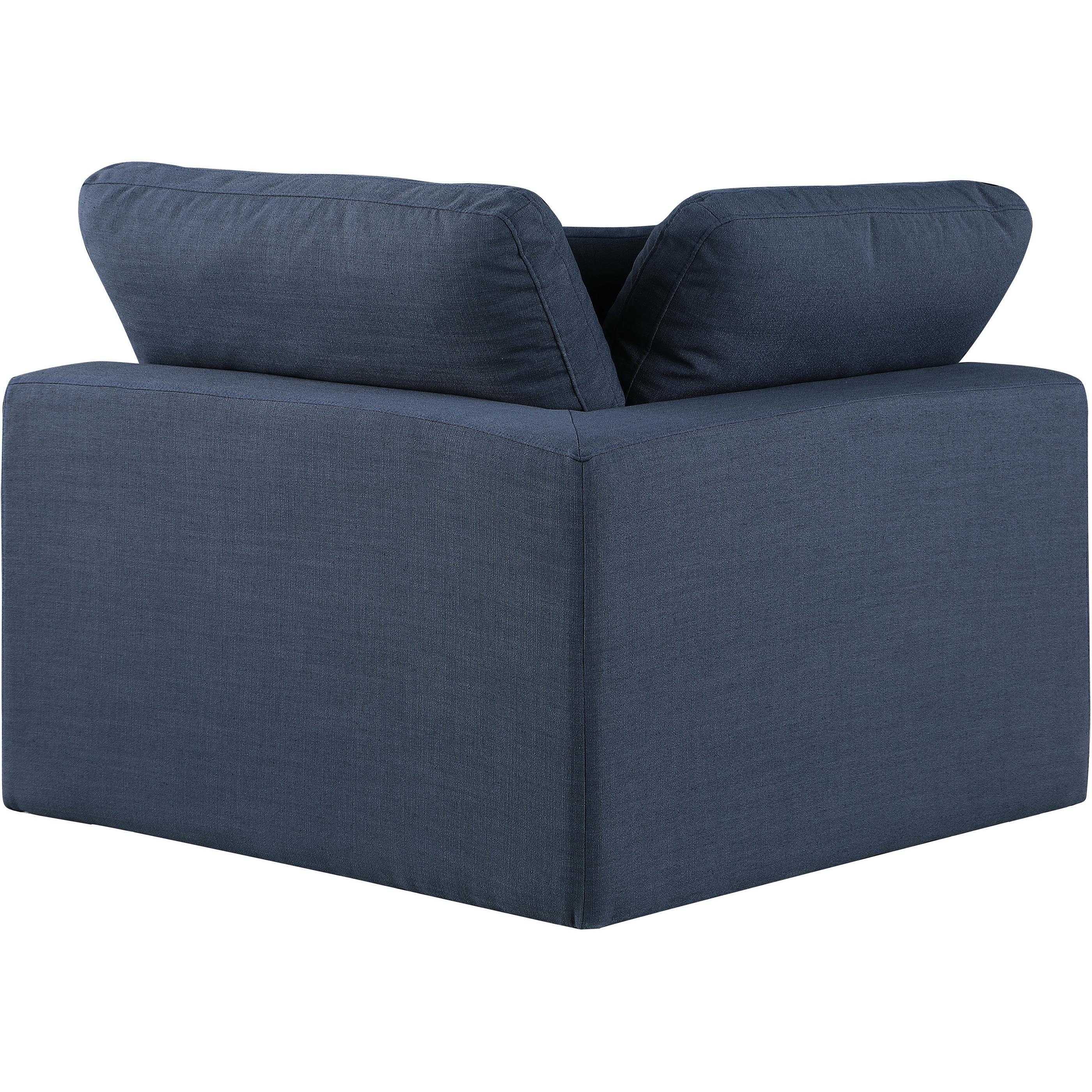 Meridian Comfy Navy Linen Textured Fabric Modular Corner Chair