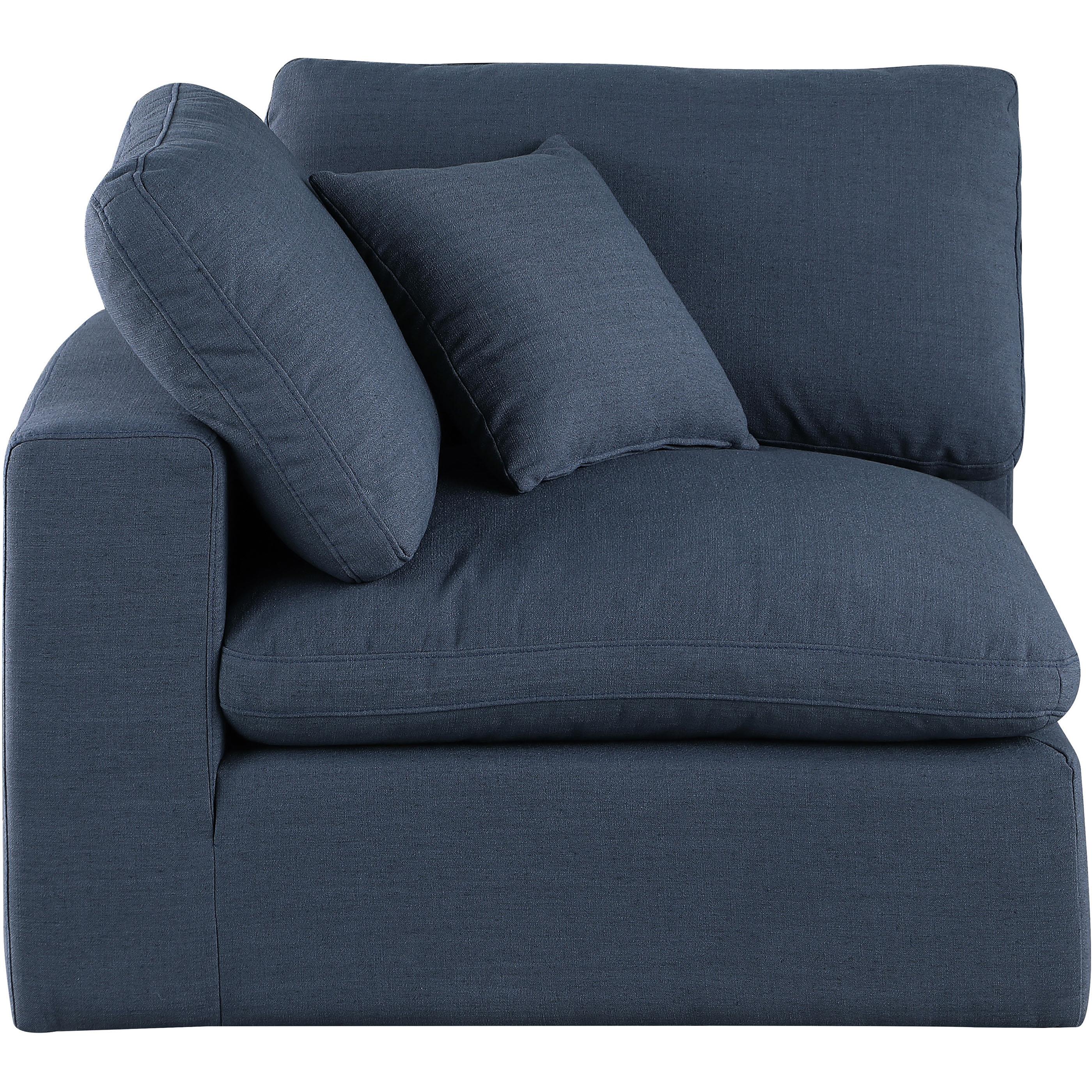 Meridian Comfy Navy Linen Textured Fabric Modular Corner Chair
