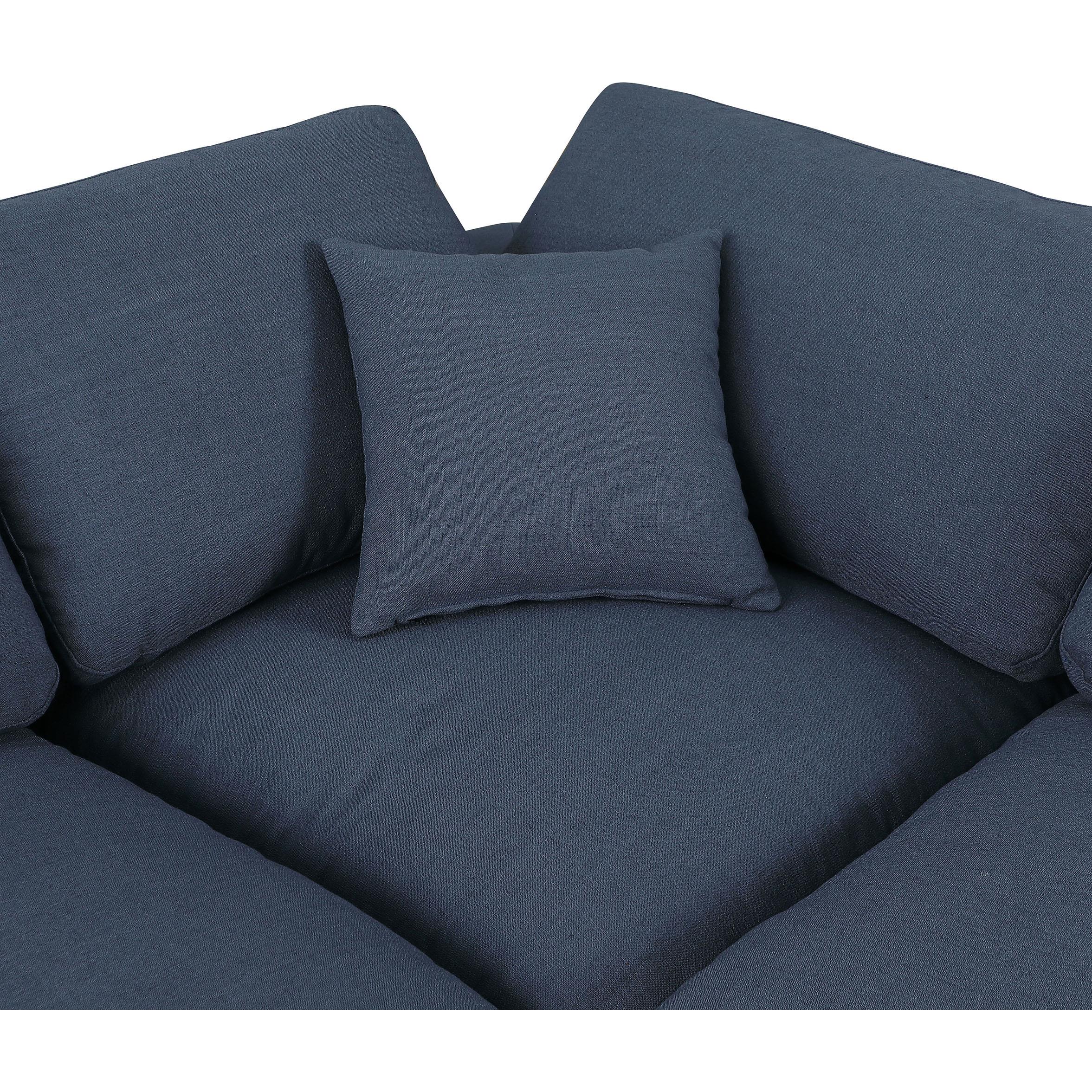 Meridian Comfy Navy Linen Textured Fabric Modular Corner Chair