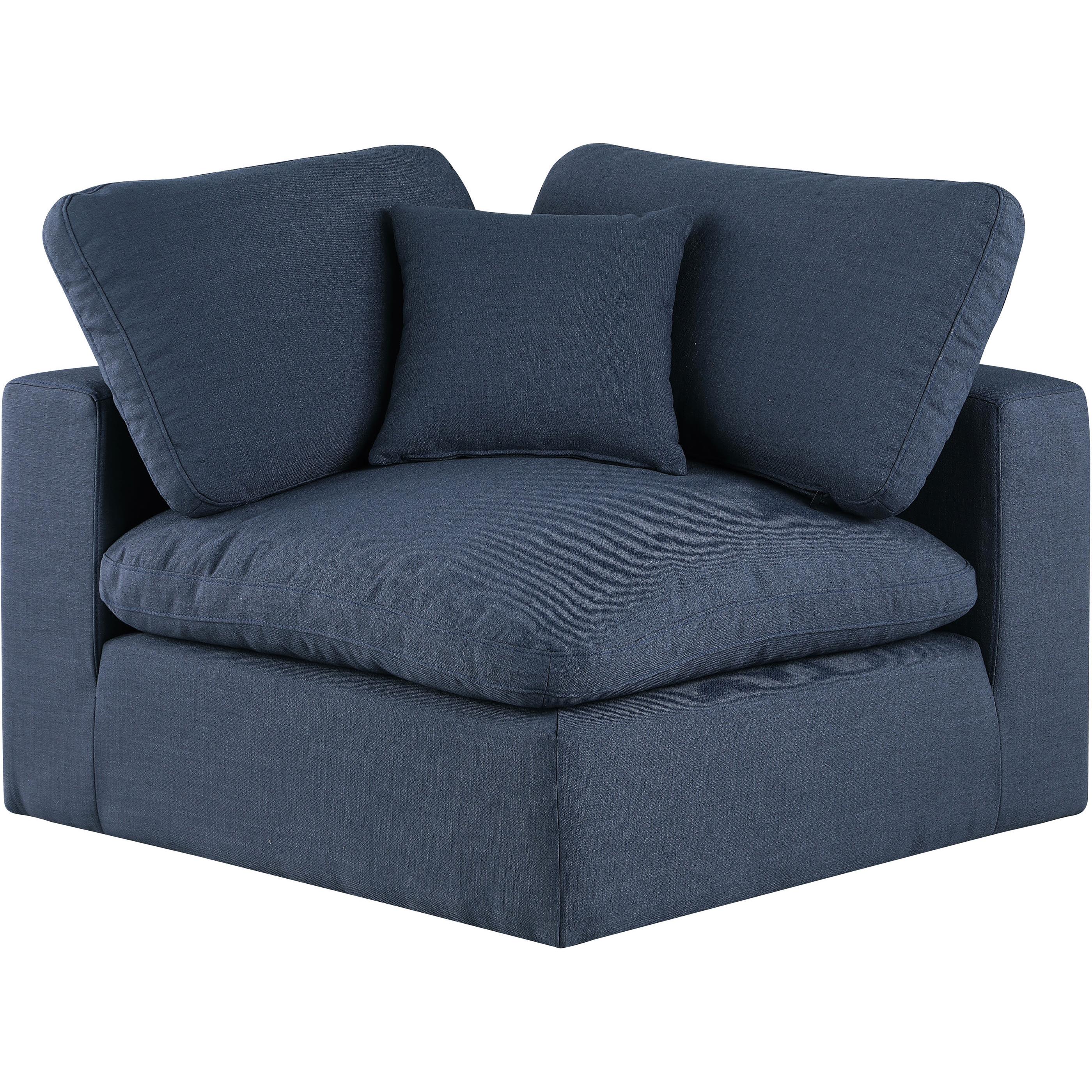 Meridian Comfy Navy Linen Textured Fabric Modular Corner Chair
