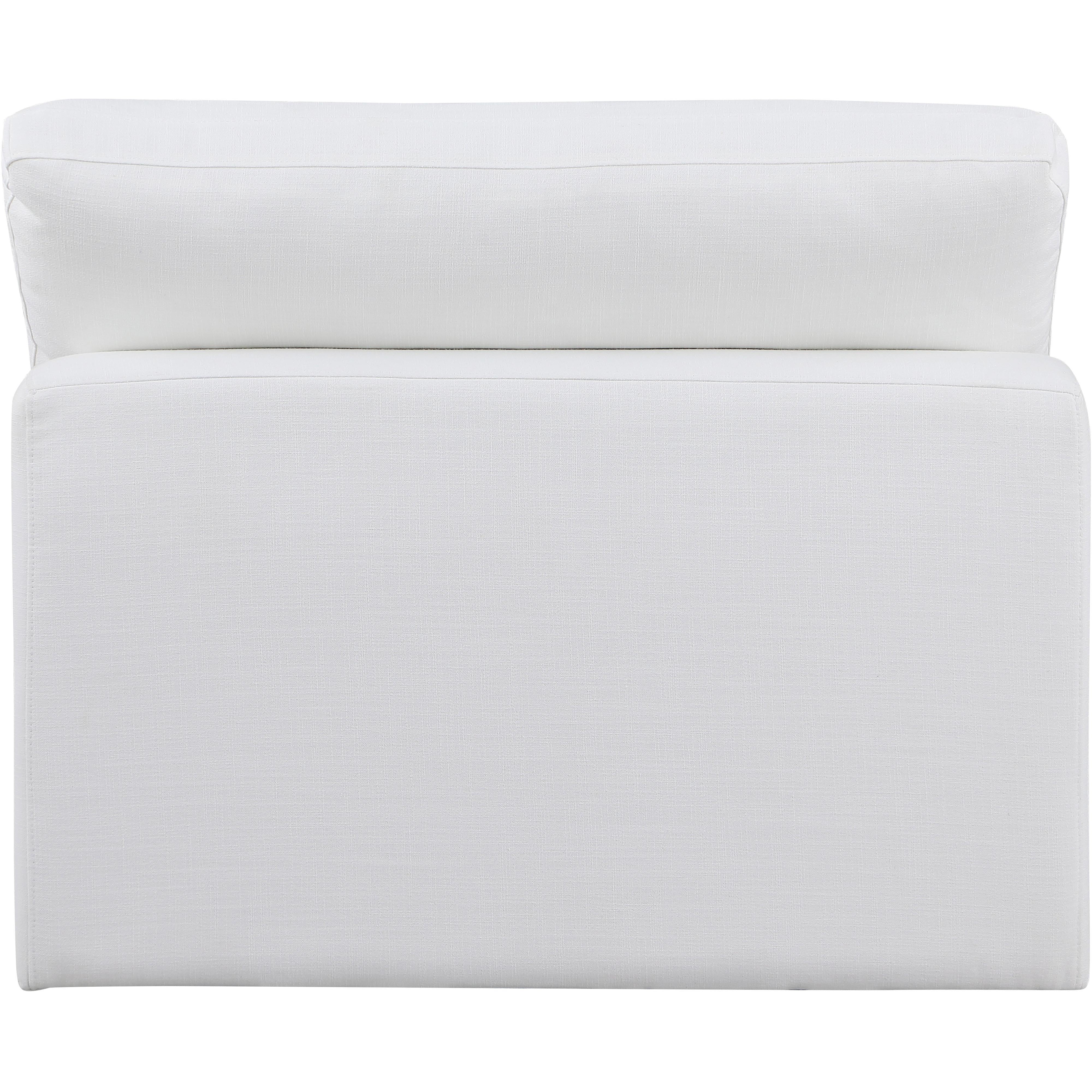 Meridian Comfy White Linen Textured Fabric Modular Armless Chair