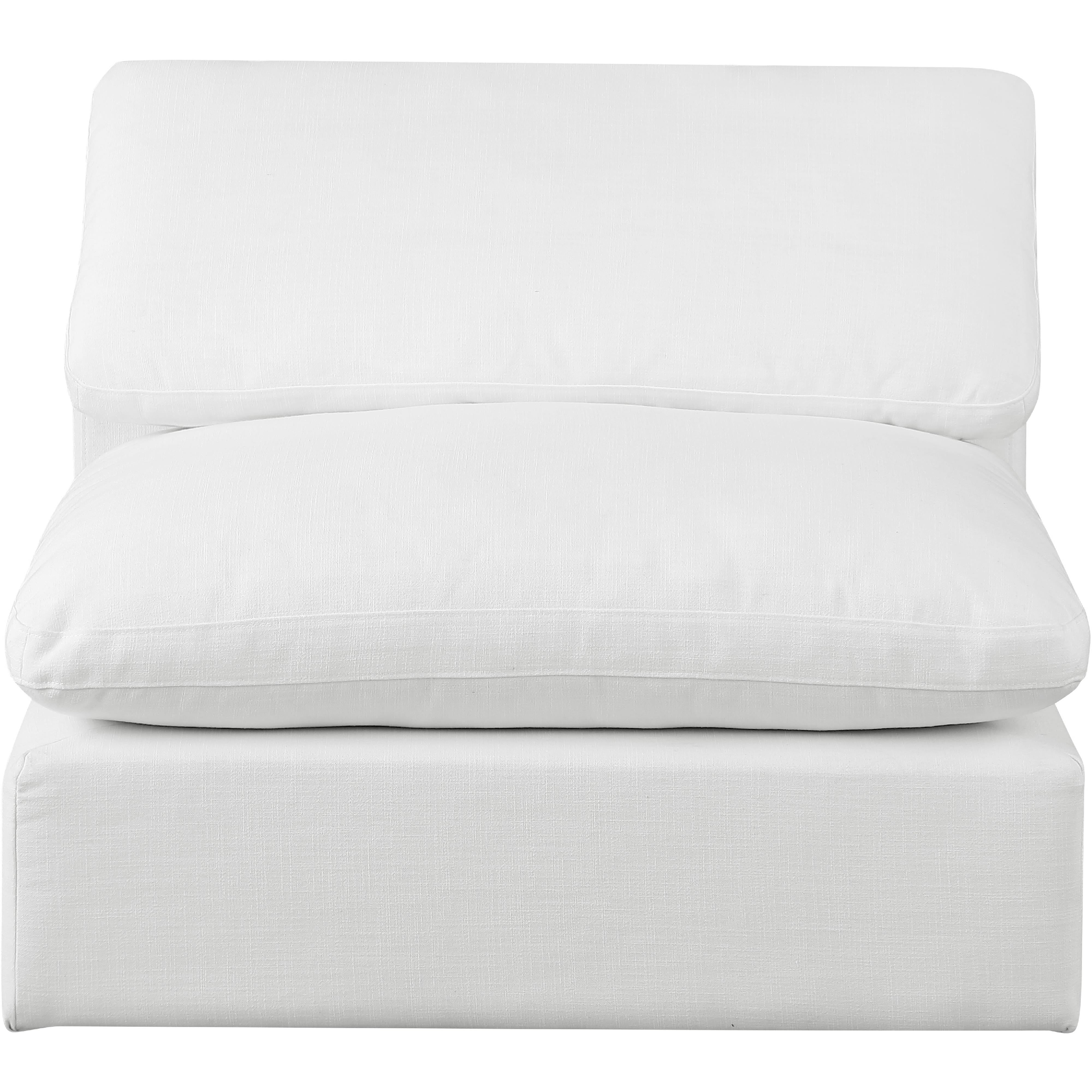 Meridian Comfy White Linen Textured Fabric Modular Armless Chair