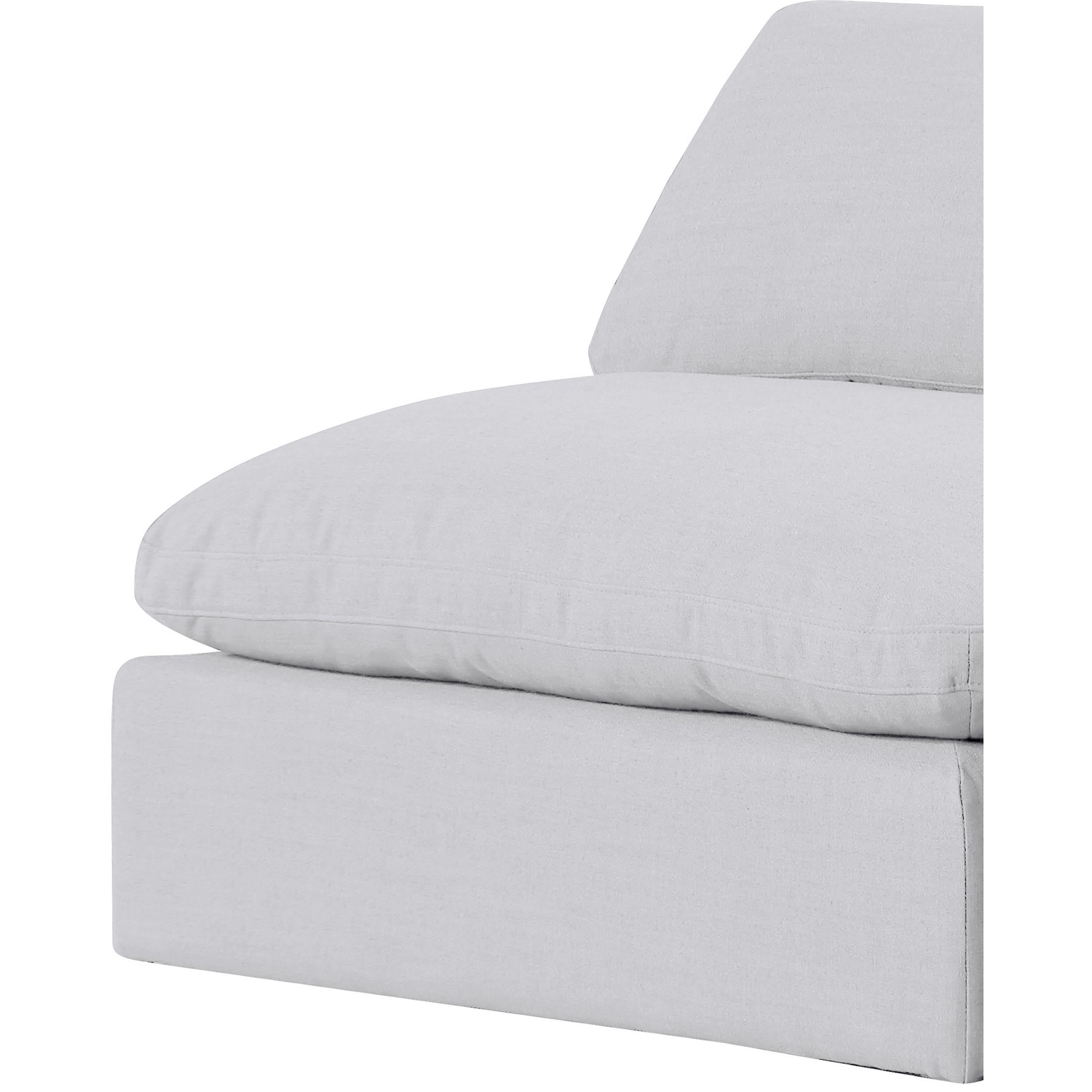 Meridian Comfy White Linen Textured Fabric Modular Armless Chair