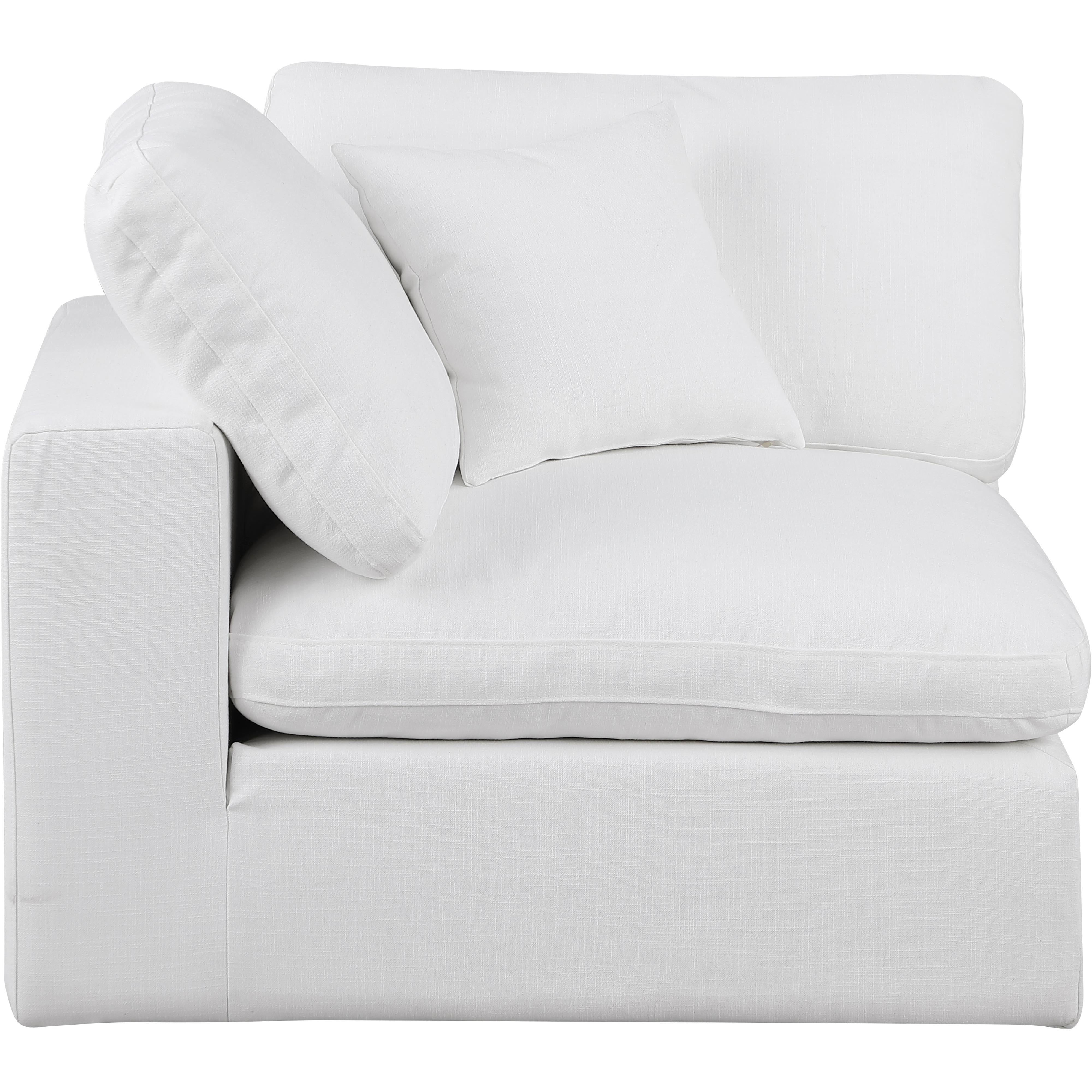 Meridian Comfy White Linen Textured Fabric Modular Corner Chair