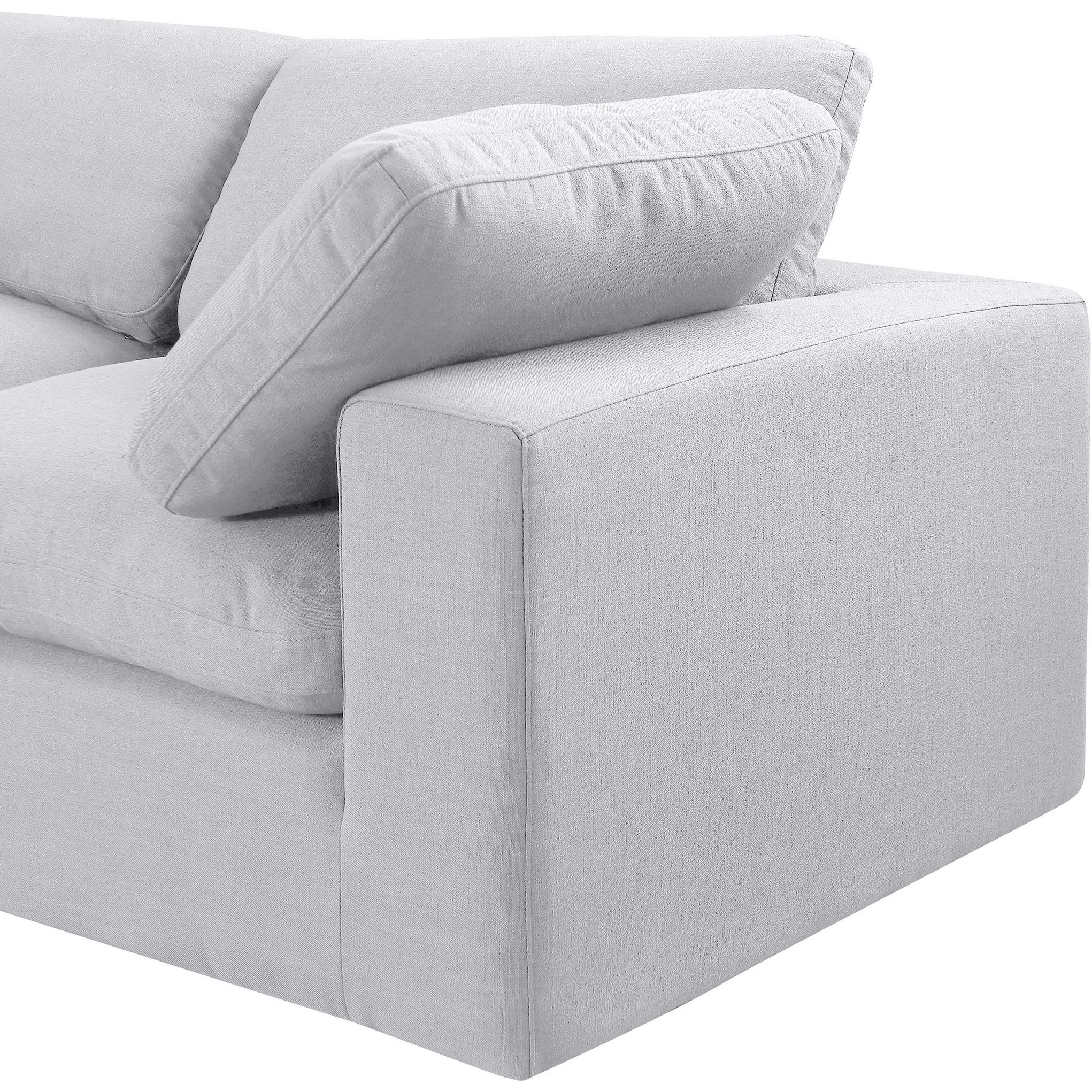 Meridian Comfy White Linen Textured Fabric Modular Corner Chair