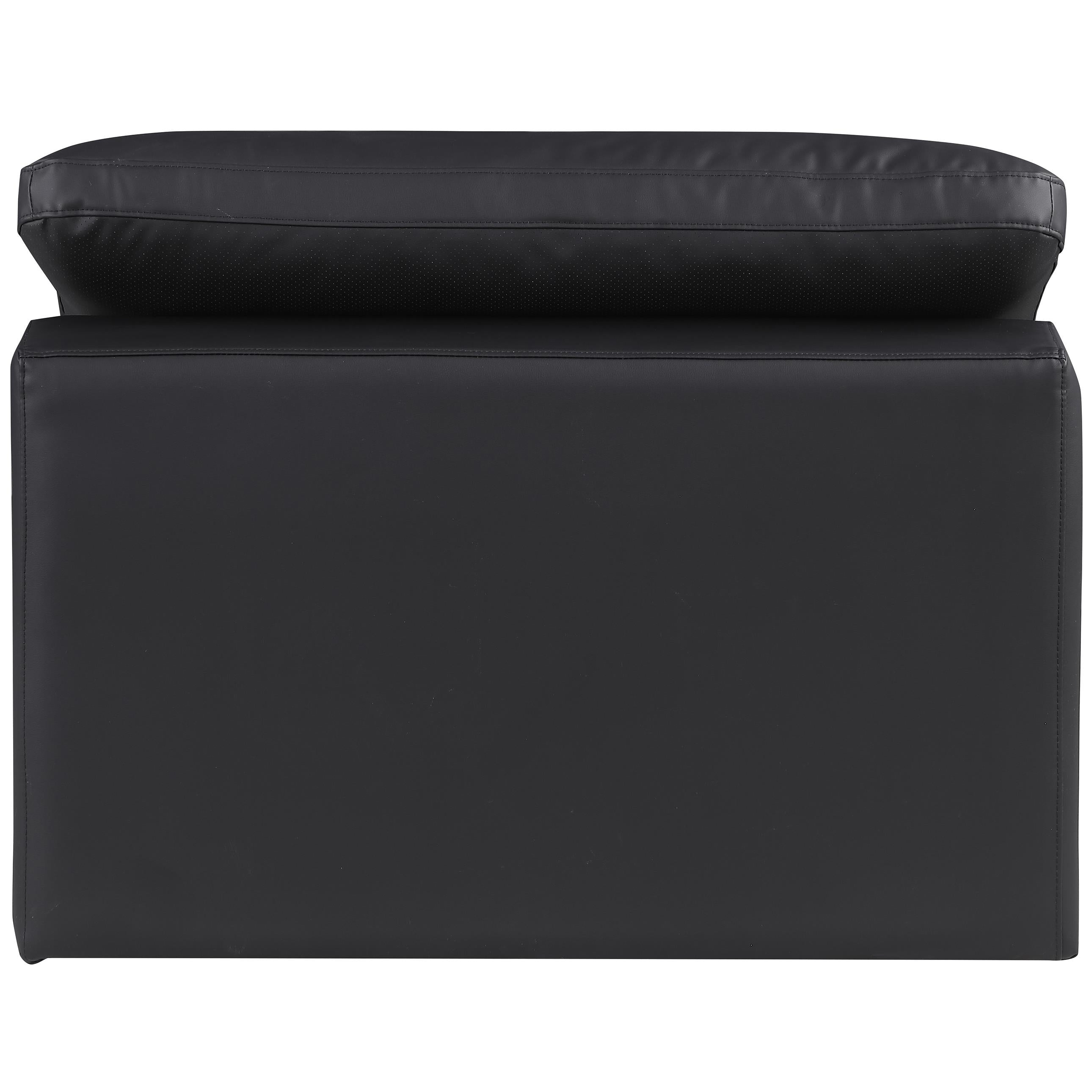 Meridian Comfy Black Vegan Leather Modular Armless Chair