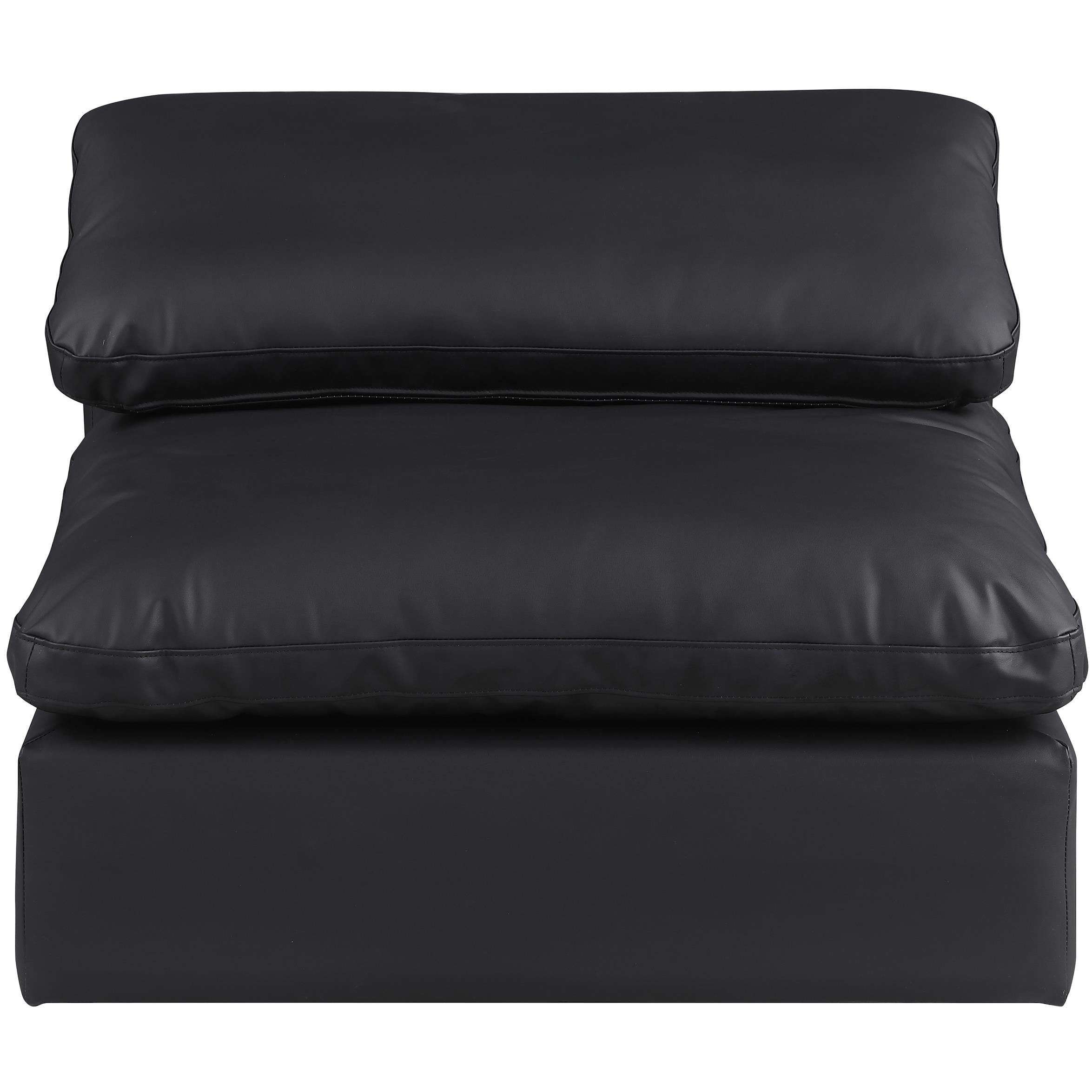 Meridian Comfy Black Vegan Leather Modular Armless Chair
