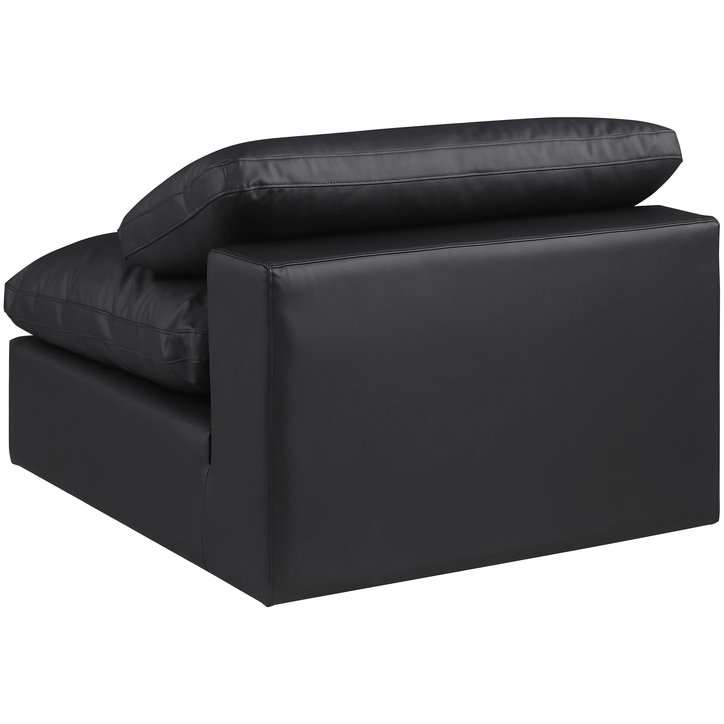 Meridian Comfy Black Vegan Leather Modular Armless Chair
