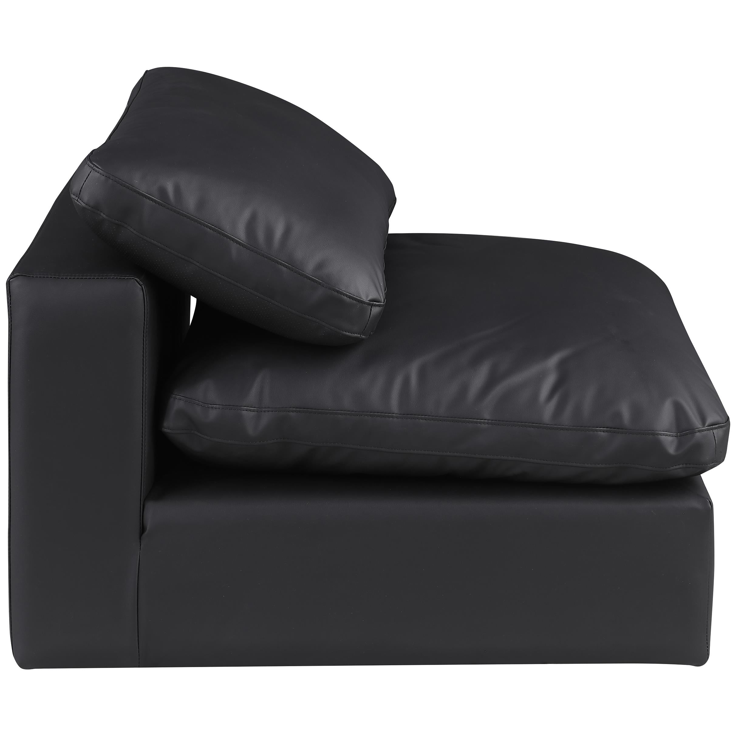 Meridian Comfy Black Vegan Leather Modular Armless Chair