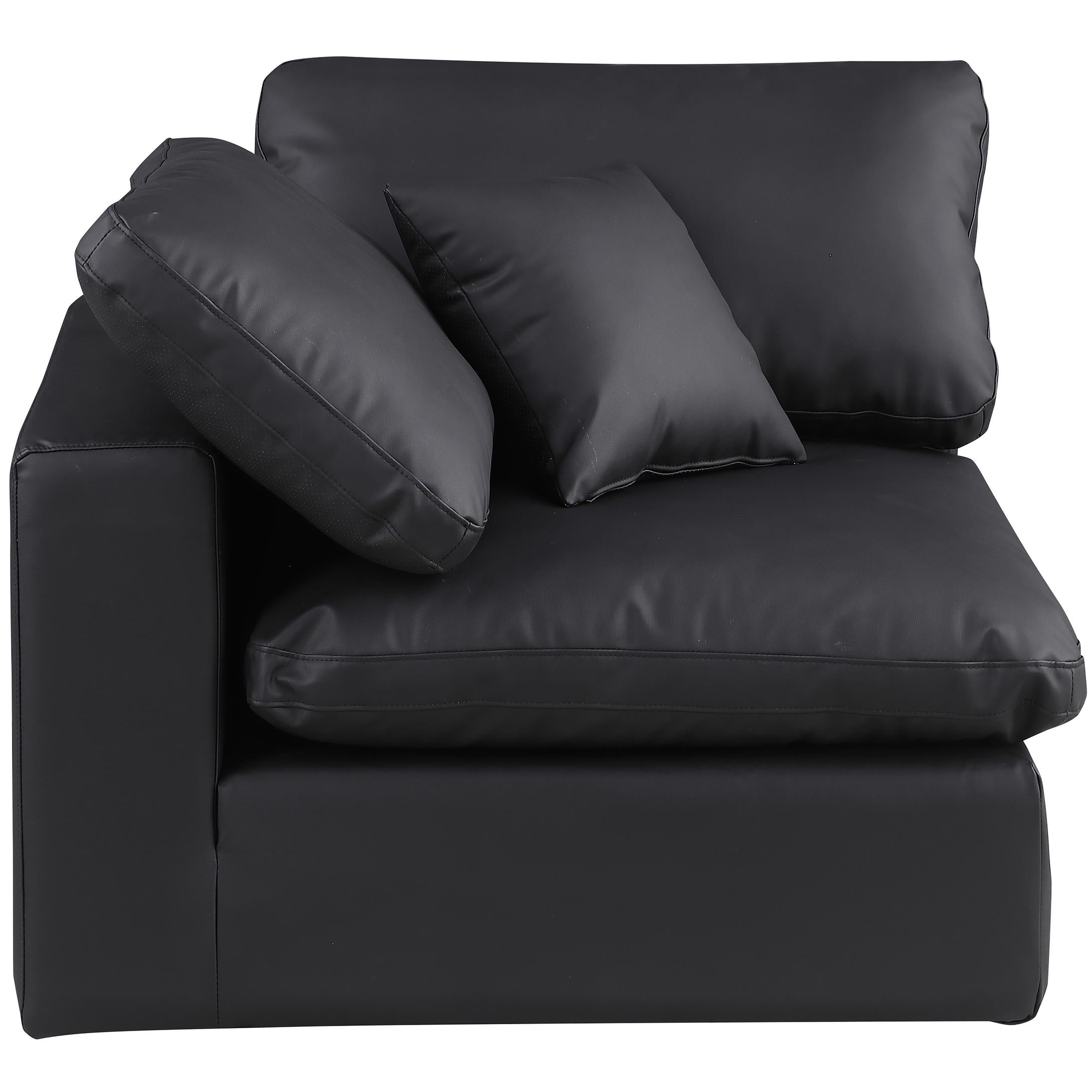 Meridian Comfy Black Vegan Leather Modular Corner Chair