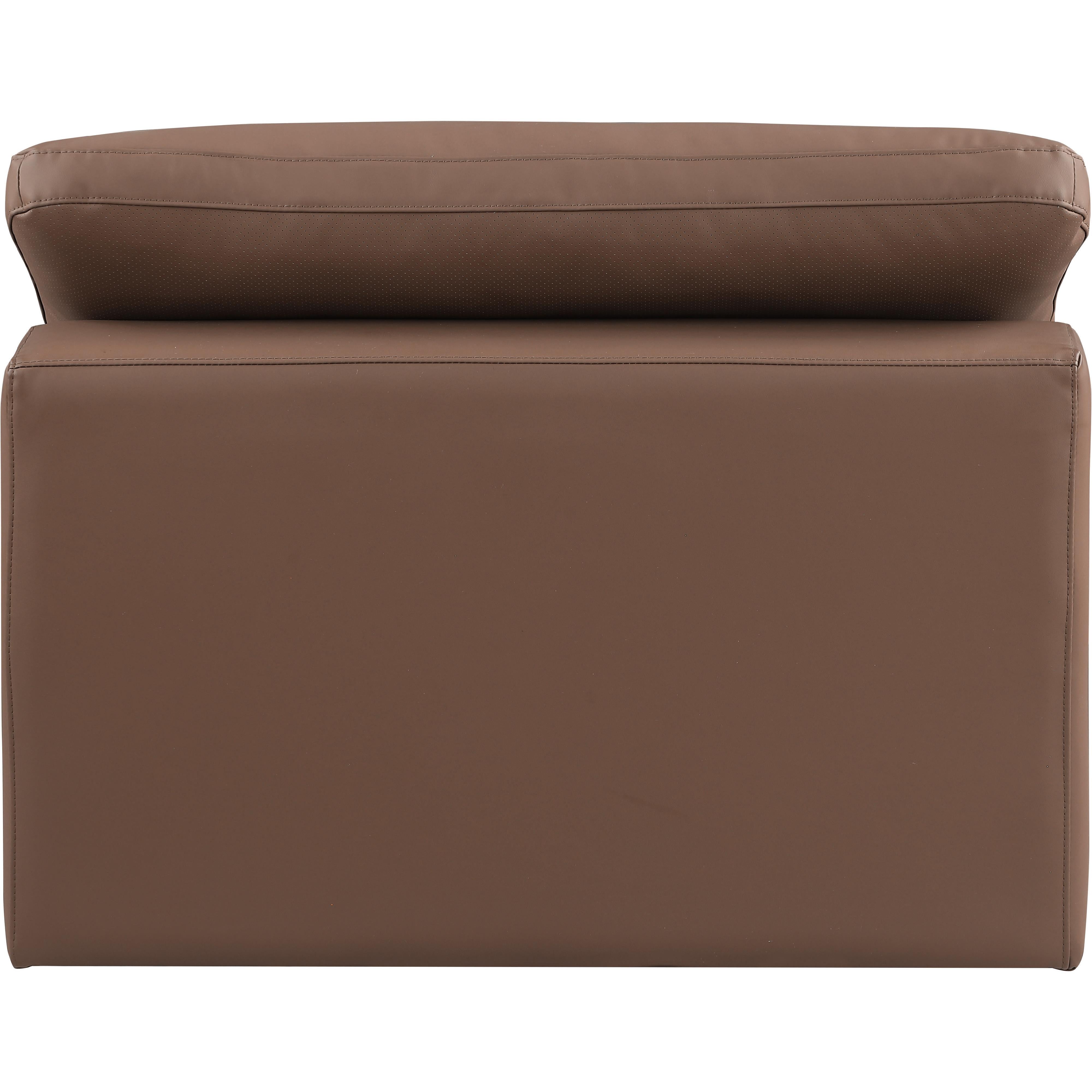 Meridian Comfy Brown Vegan Leather Modular Armless Chair