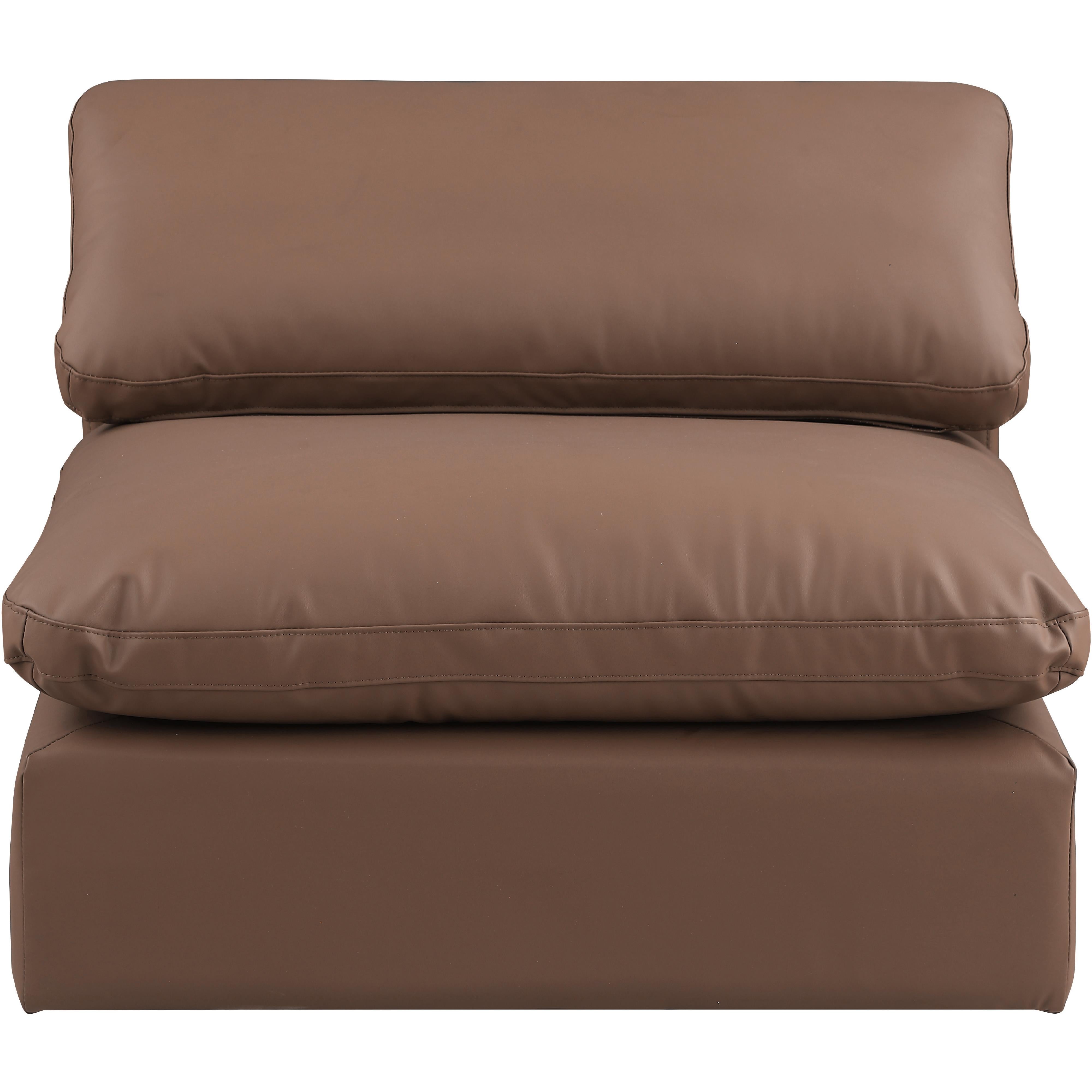 Meridian Comfy Brown Vegan Leather Modular Armless Chair