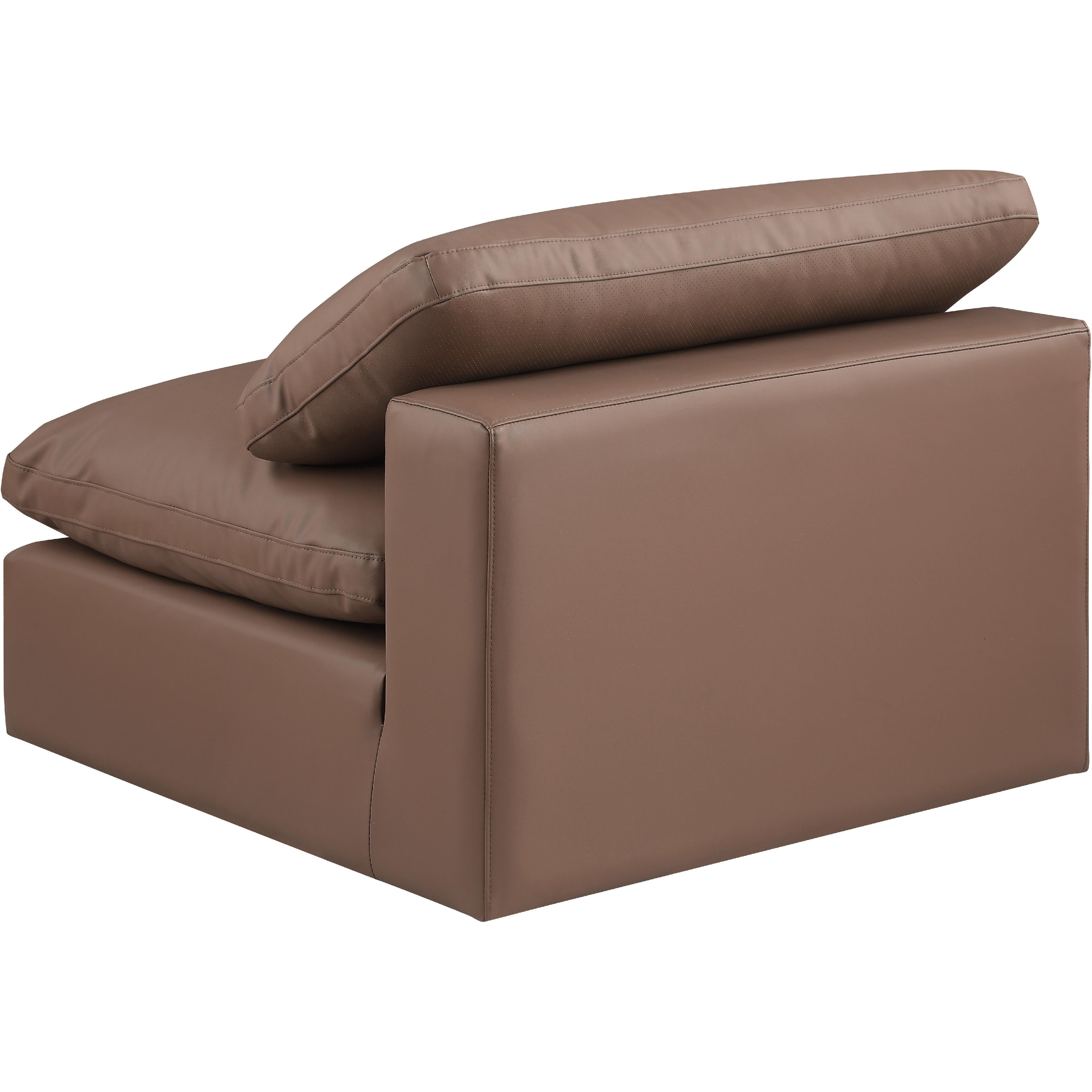 Meridian Comfy Brown Vegan Leather Modular Armless Chair