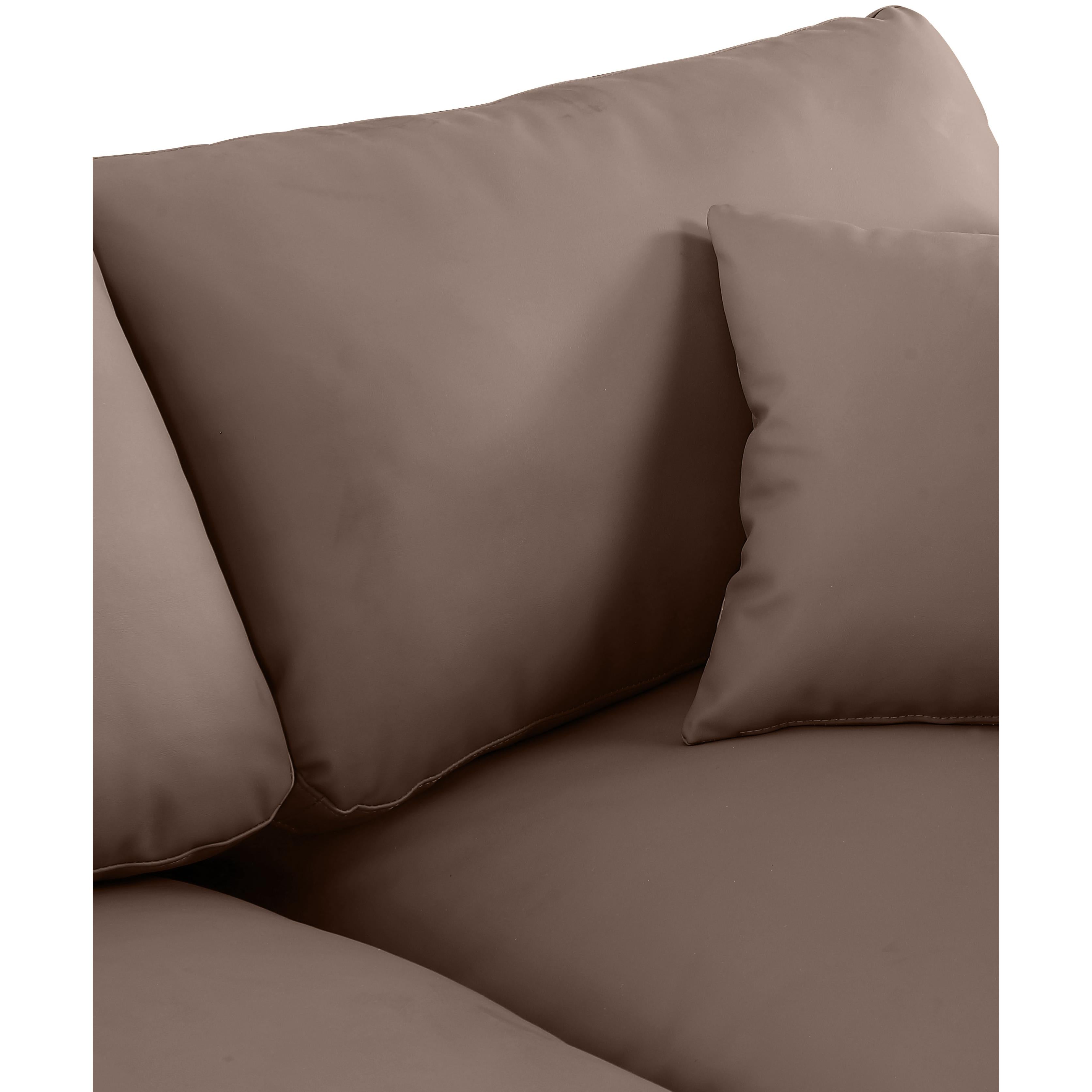 Meridian Comfy Brown Vegan Leather Modular Armless Chair