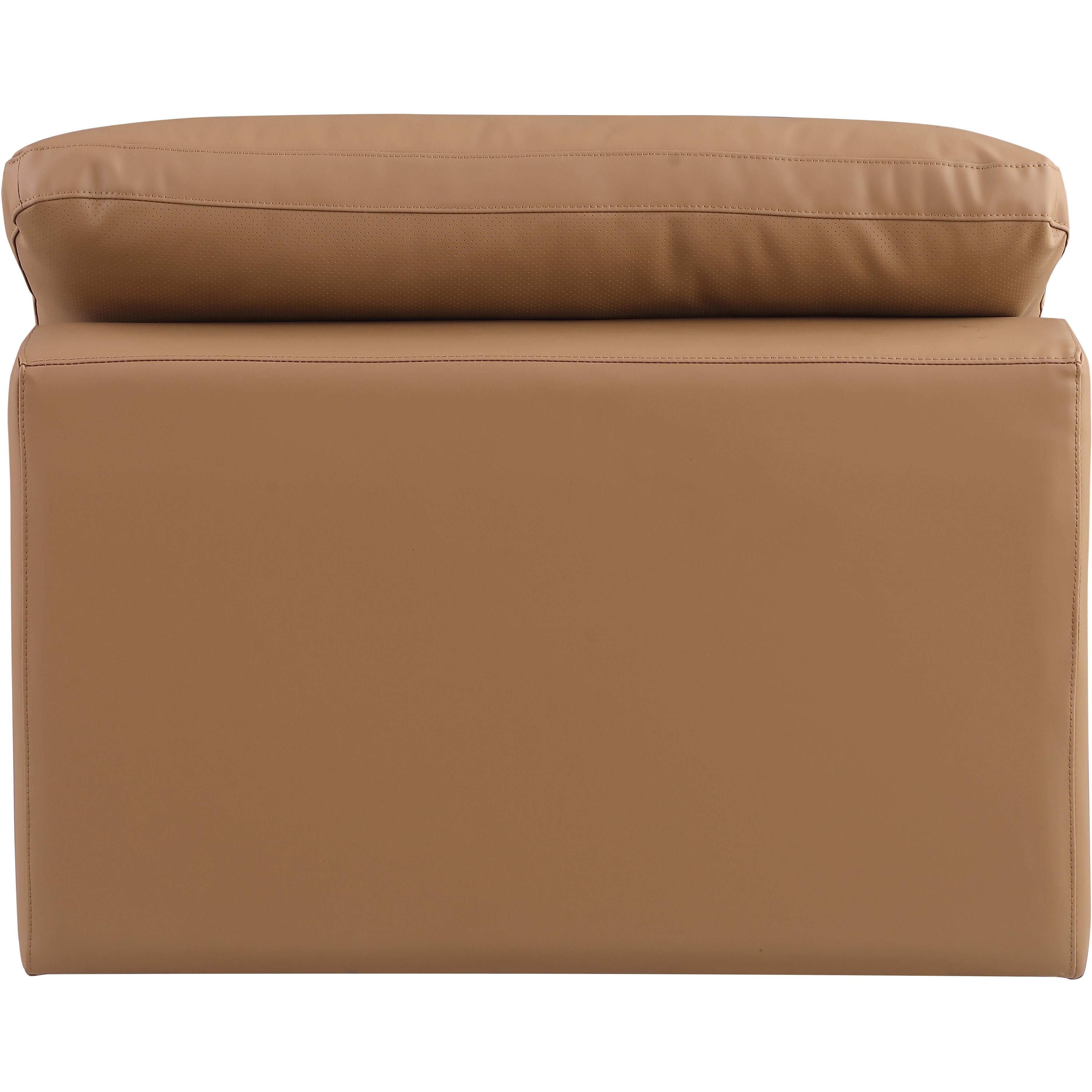 Meridian Comfy Cognac Vegan Leather Modular Armless Chair