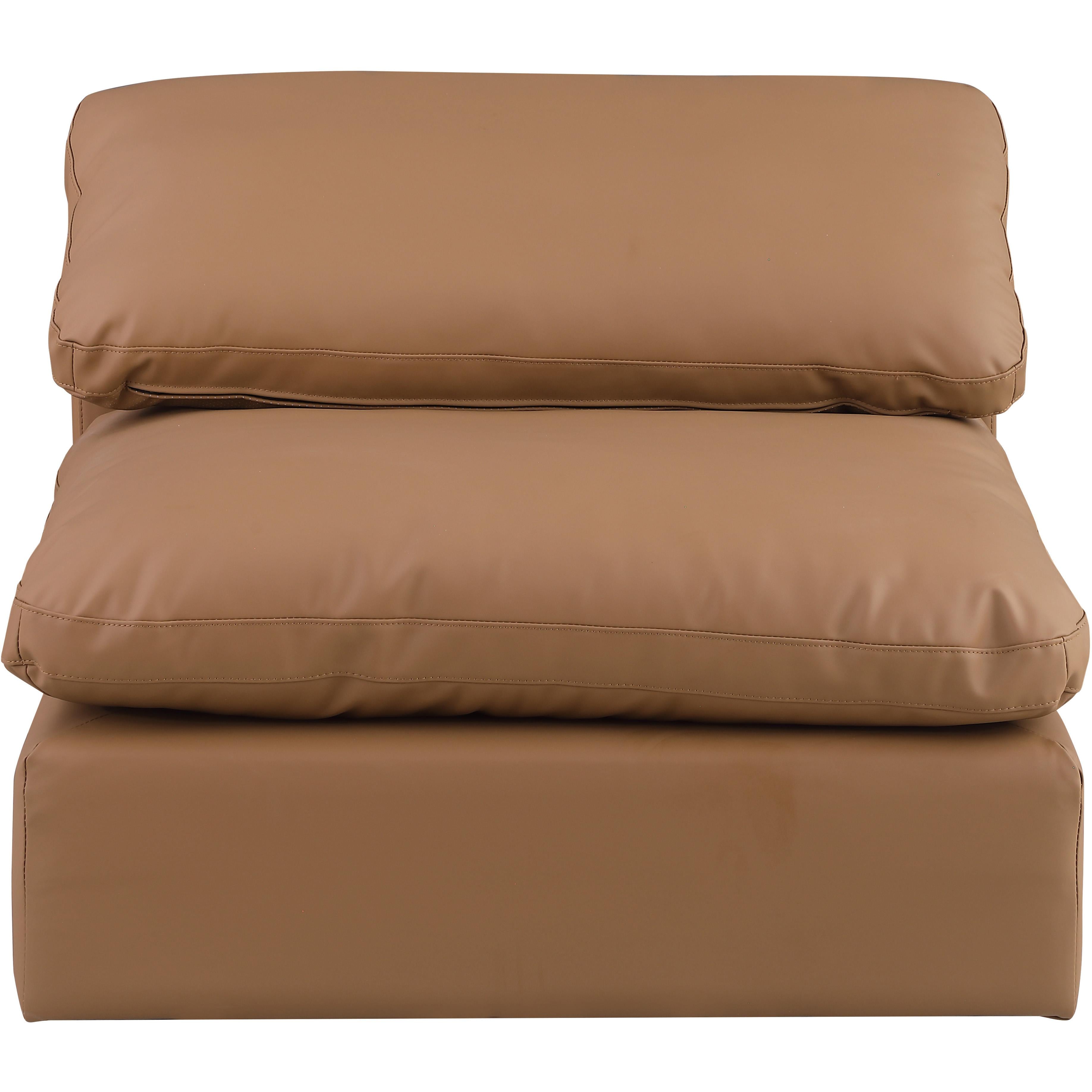 Meridian Comfy Cognac Vegan Leather Modular Armless Chair