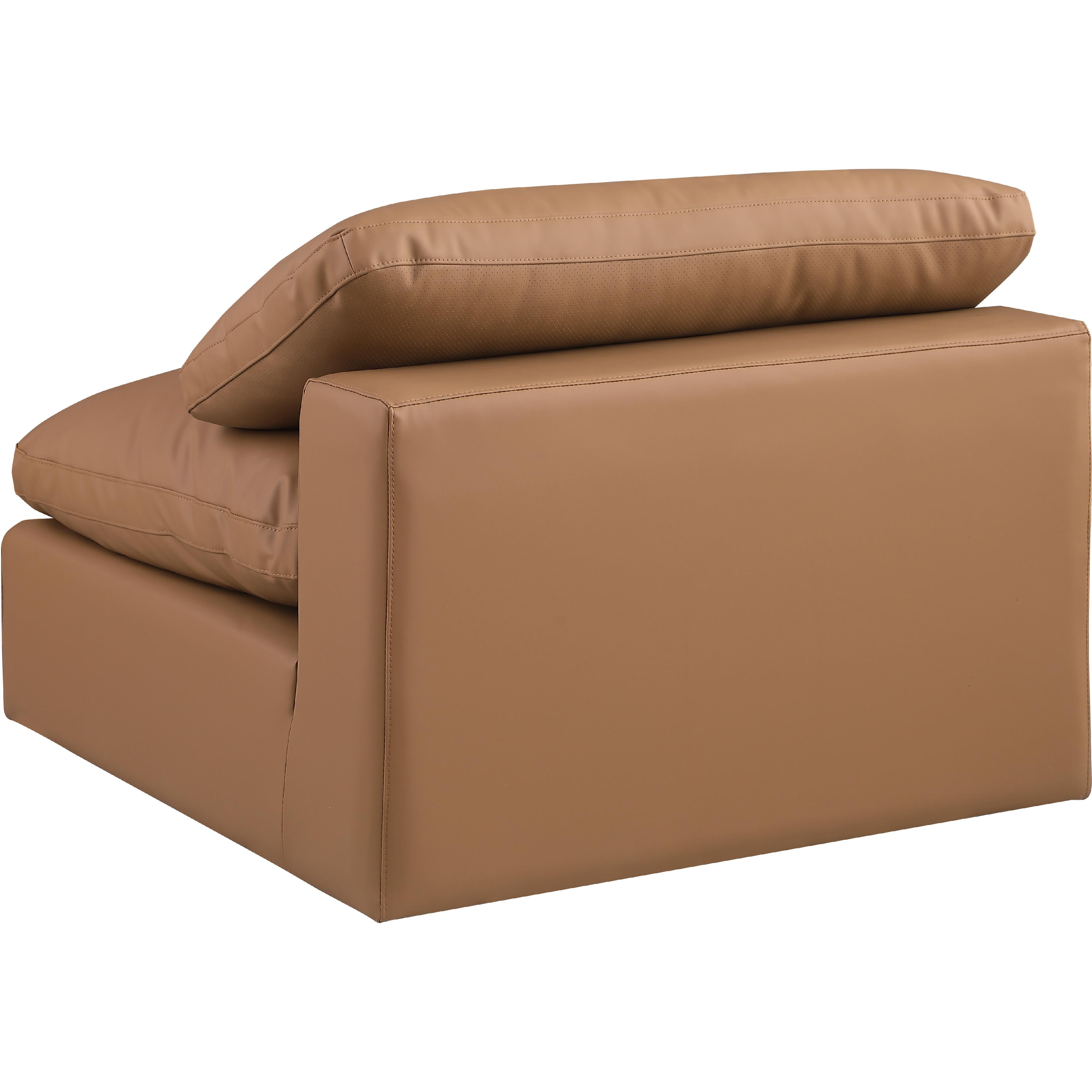 Meridian Comfy Cognac Vegan Leather Modular Armless Chair