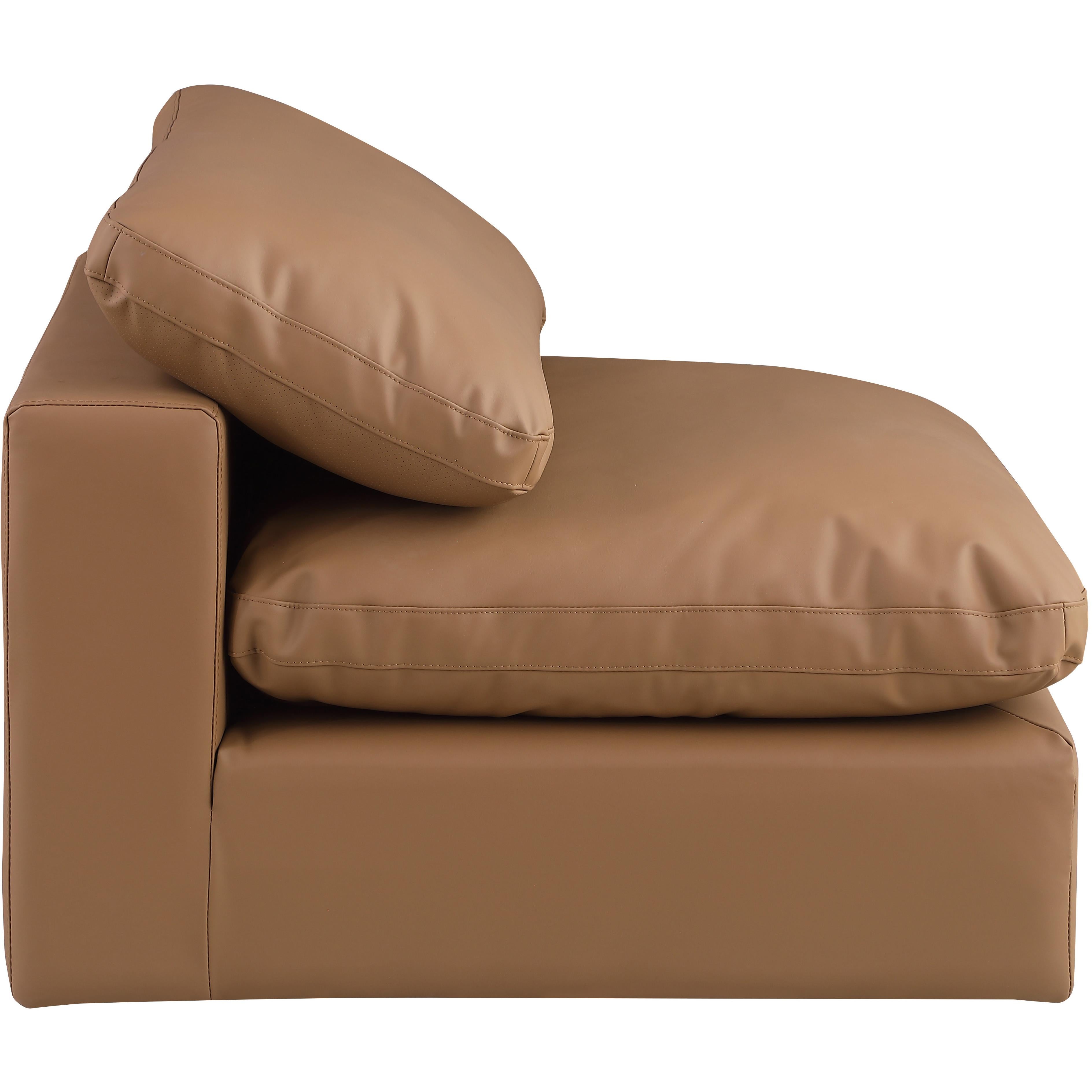 Meridian Comfy Cognac Vegan Leather Modular Armless Chair