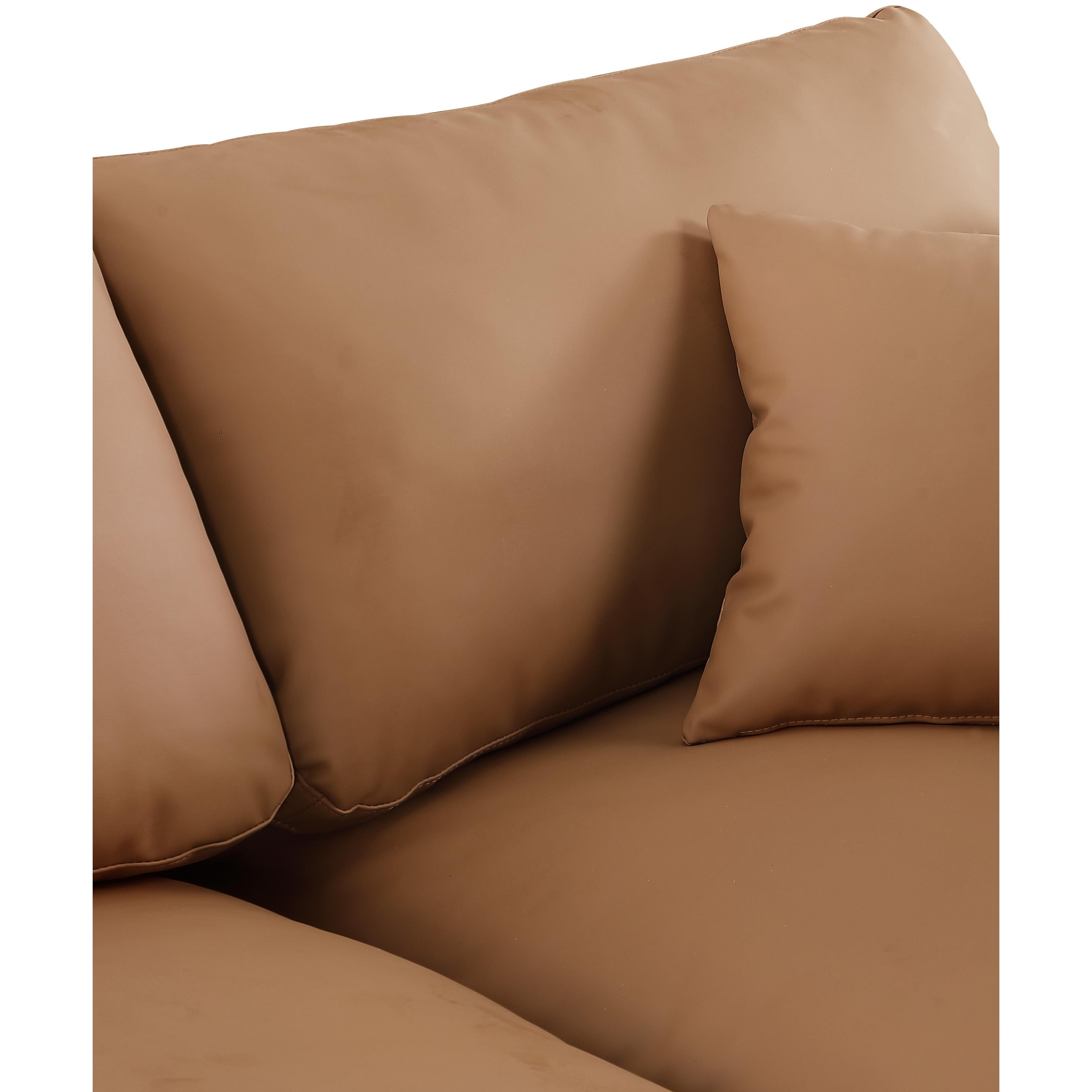 Meridian Comfy Cognac Vegan Leather Modular Armless Chair