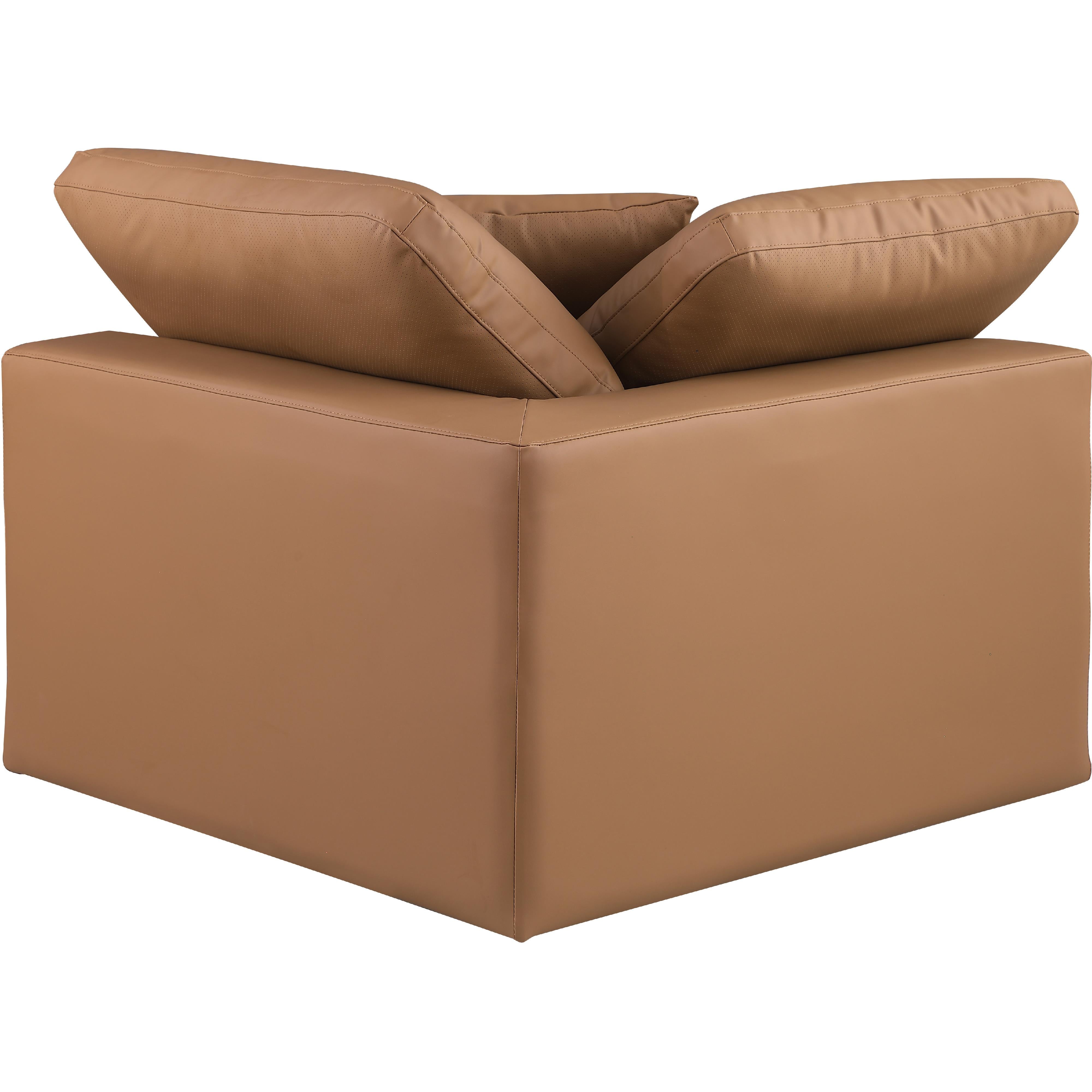 Meridian Comfy Cognac Vegan Leather Modular Corner Chair