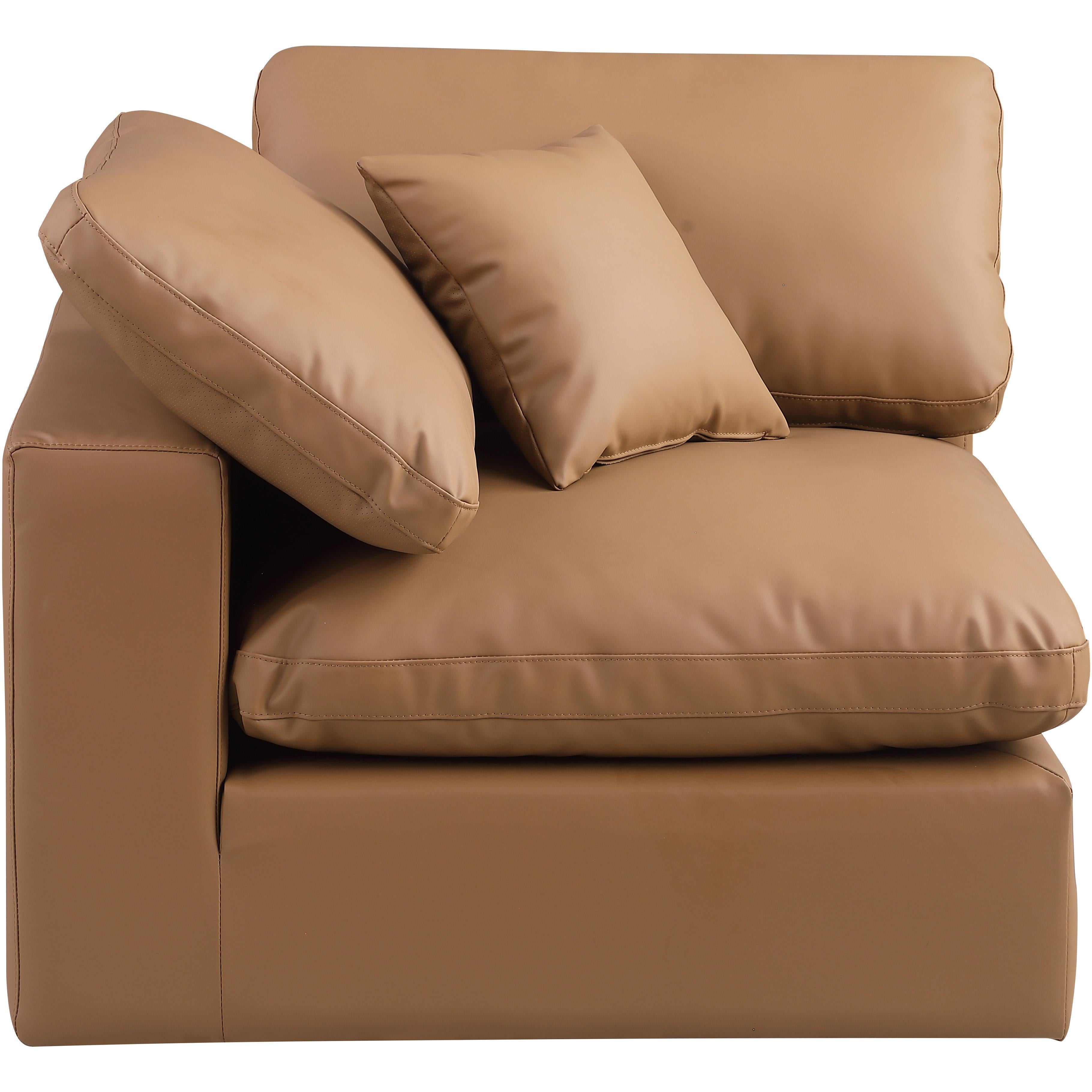 Meridian Comfy Cognac Vegan Leather Modular Corner Chair