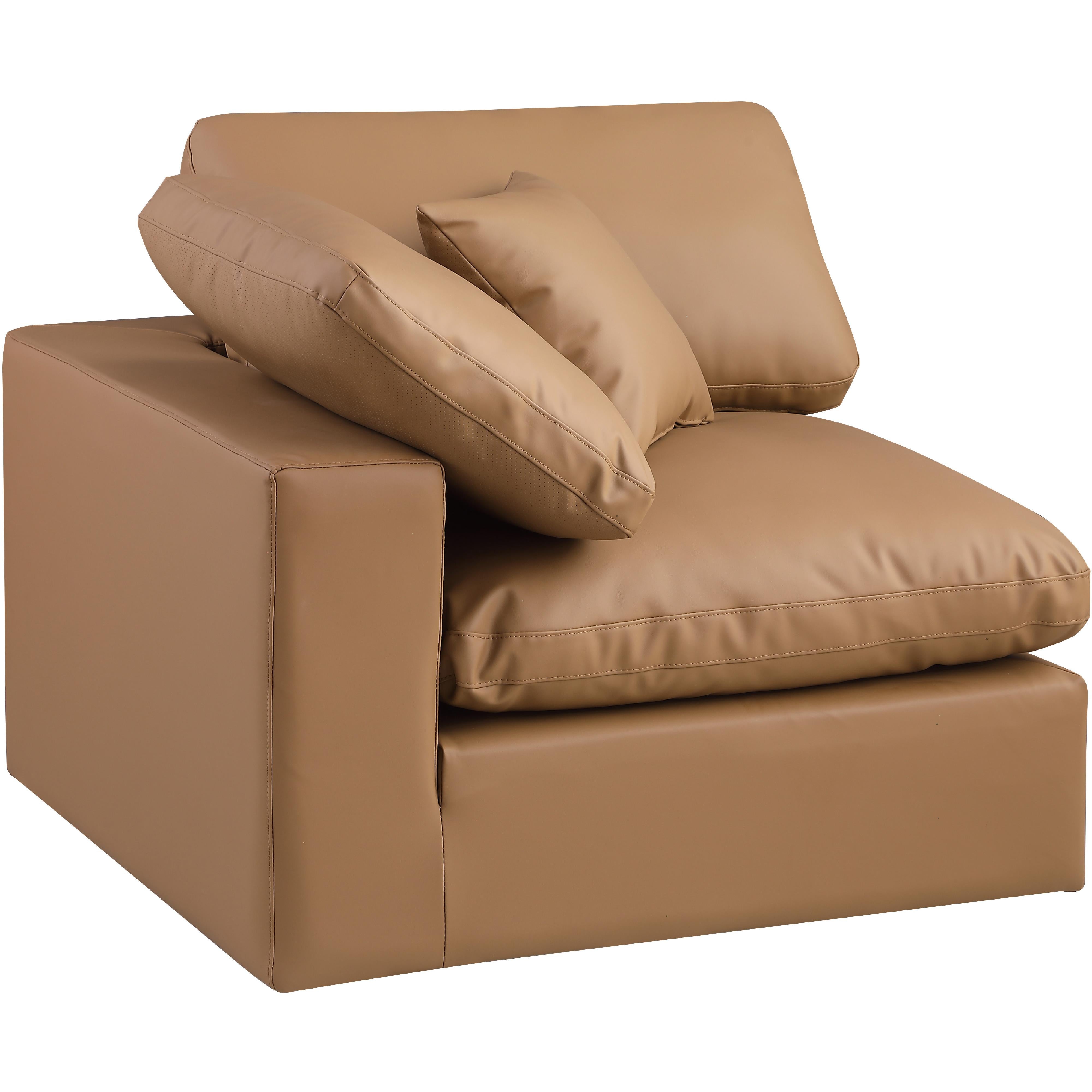 Meridian Comfy Cognac Vegan Leather Modular Corner Chair