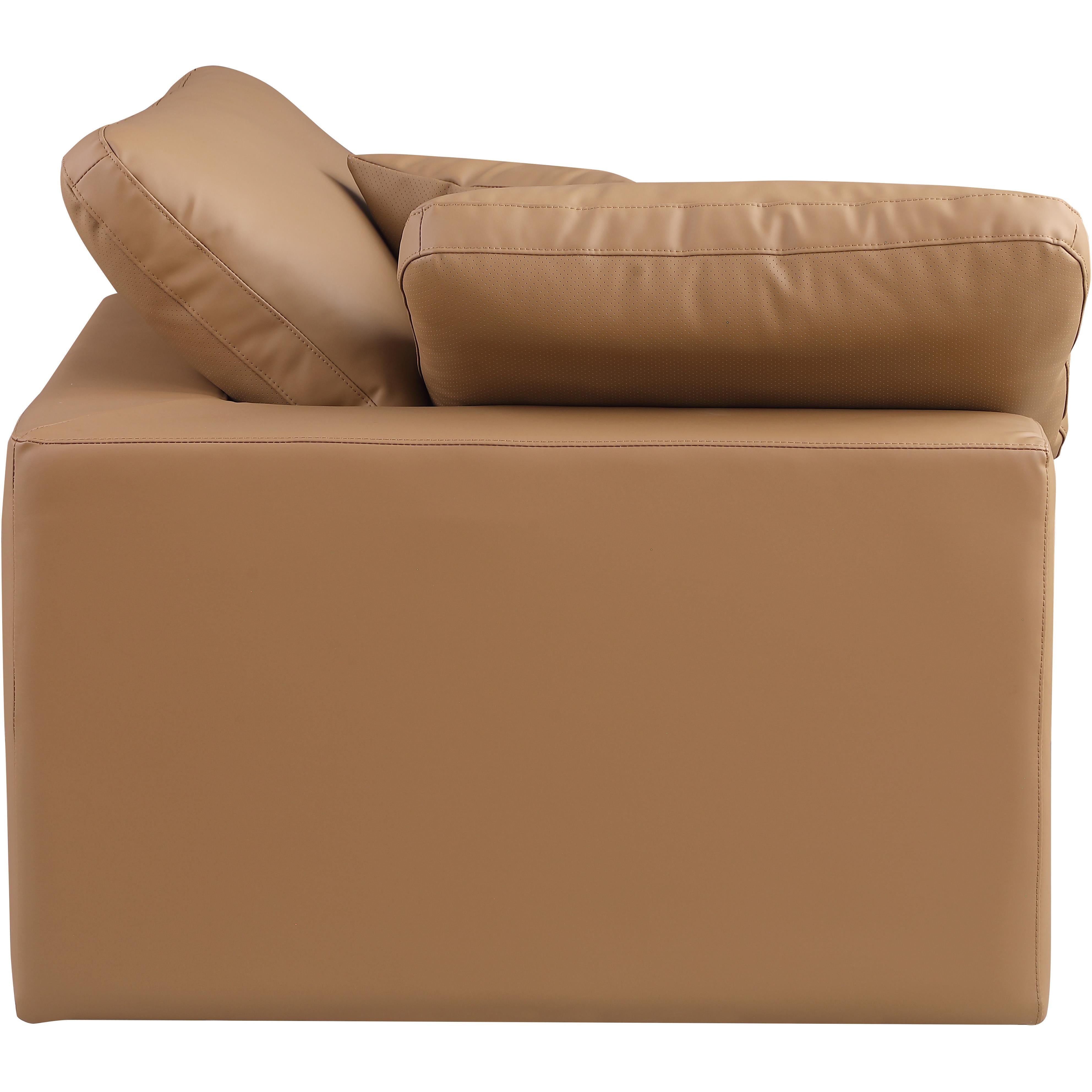 Meridian Comfy Cognac Vegan Leather Modular Corner Chair