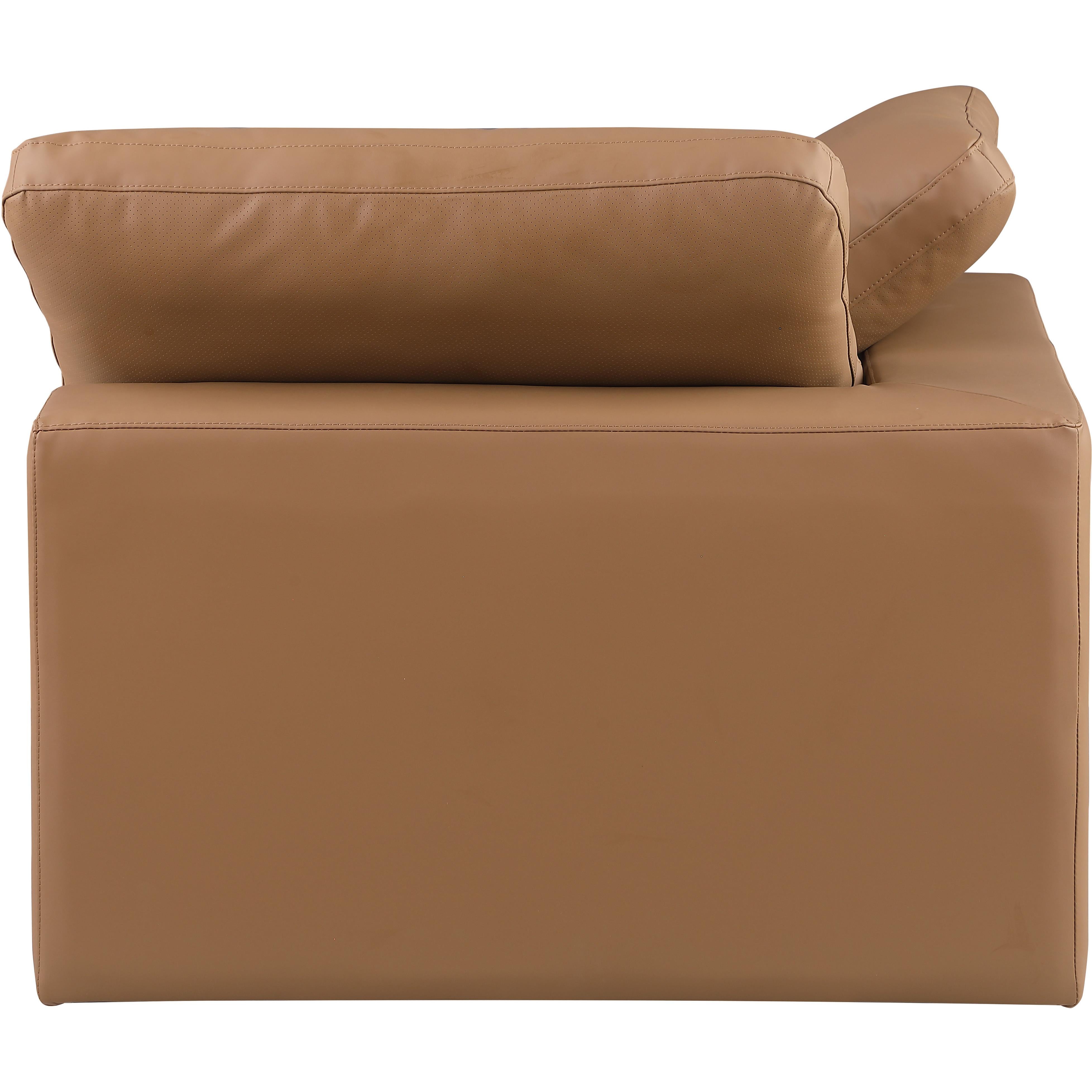 Meridian Comfy Cognac Vegan Leather Modular Corner Chair