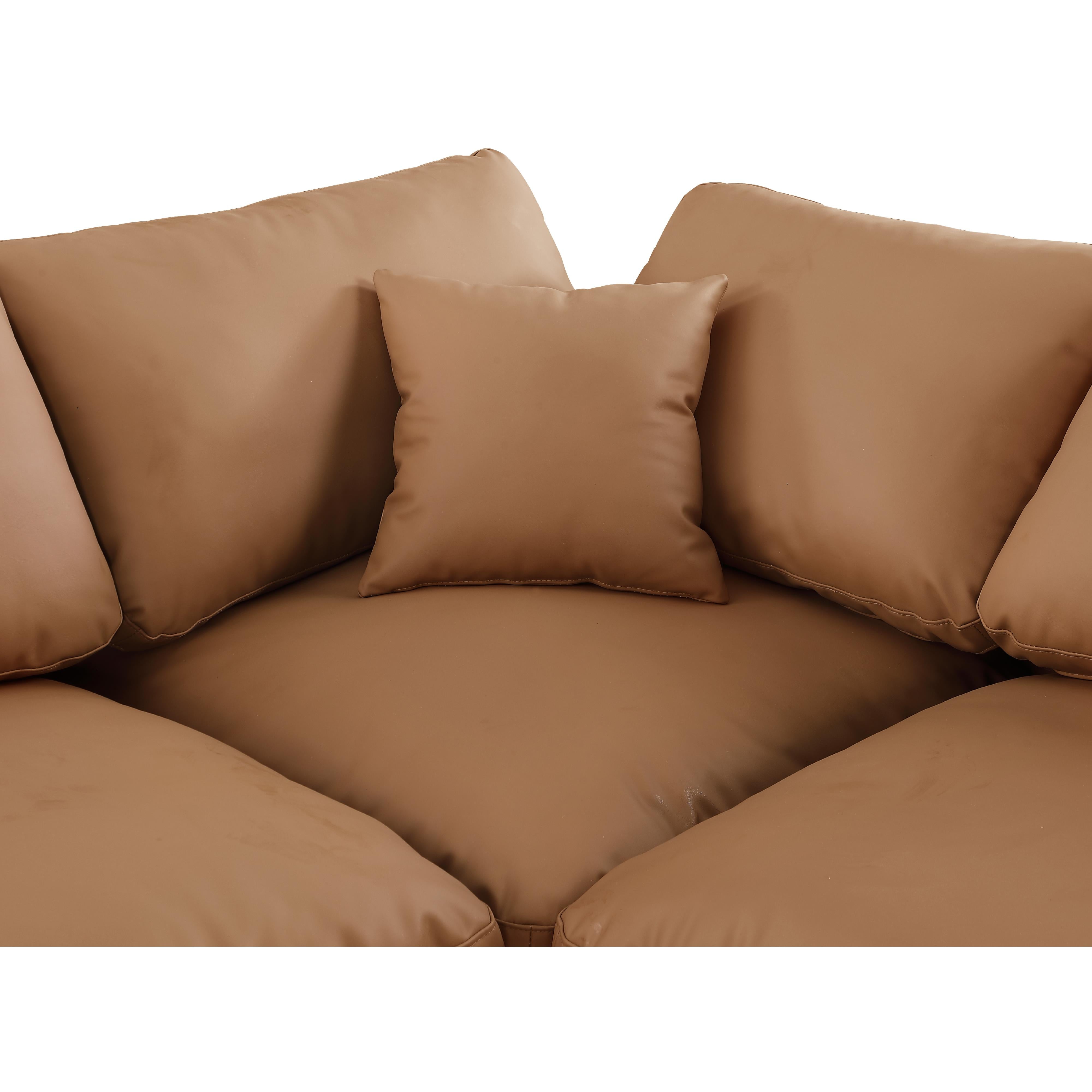 Meridian Comfy Cognac Vegan Leather Modular Corner Chair