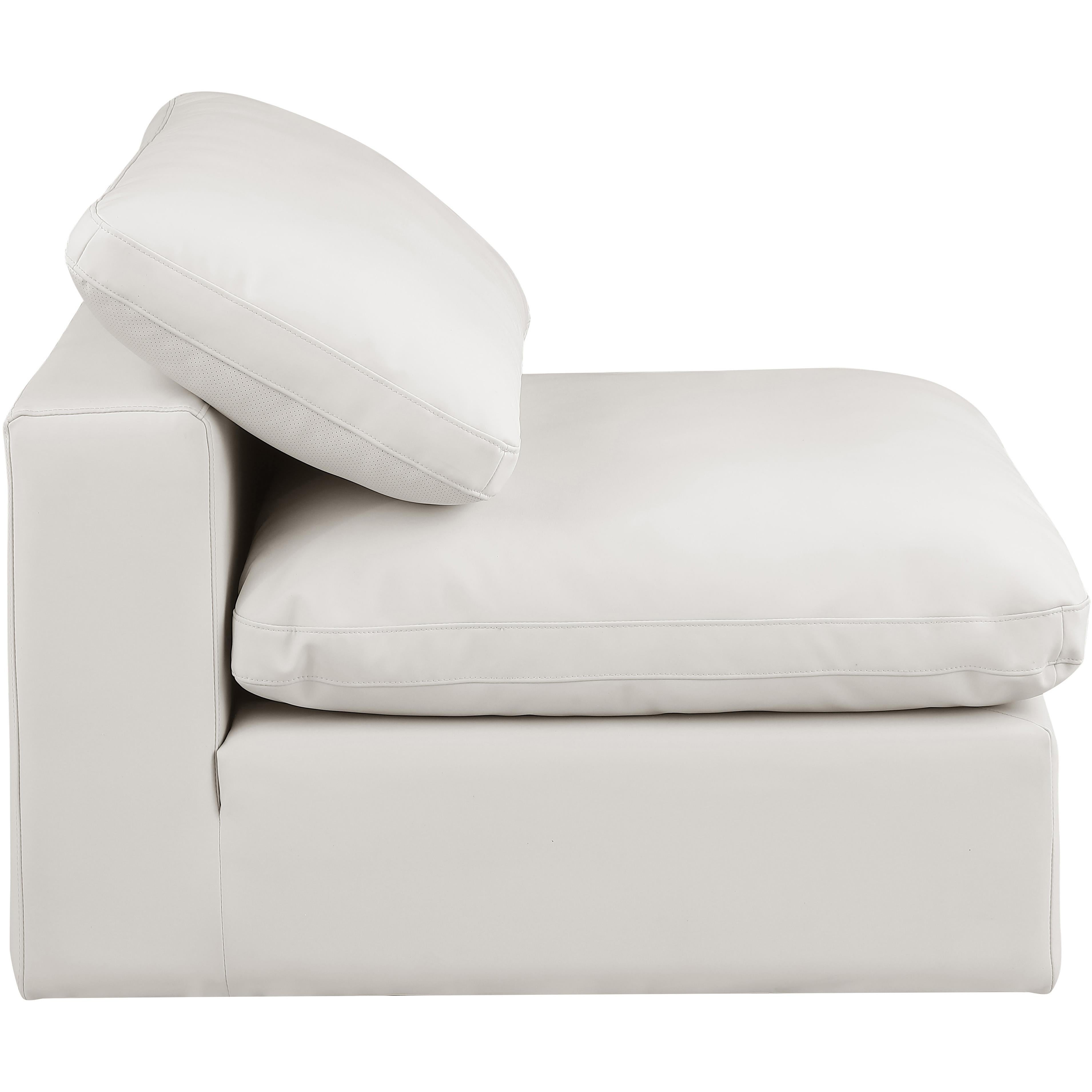 Meridian Comfy Cream Vegan Leather Modular Armless Chair