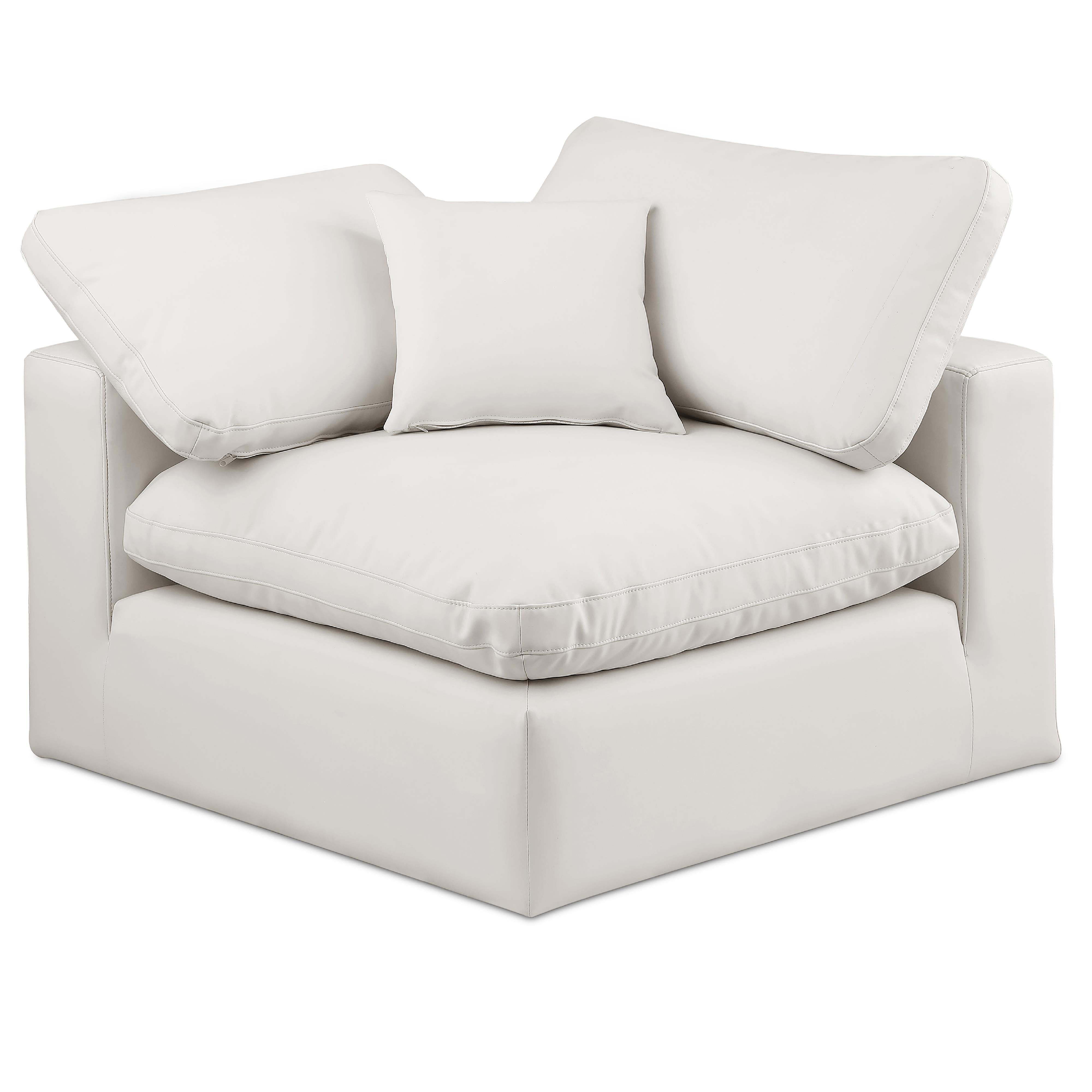 Meridian Comfy Cream Vegan Leather Modular Corner Chair