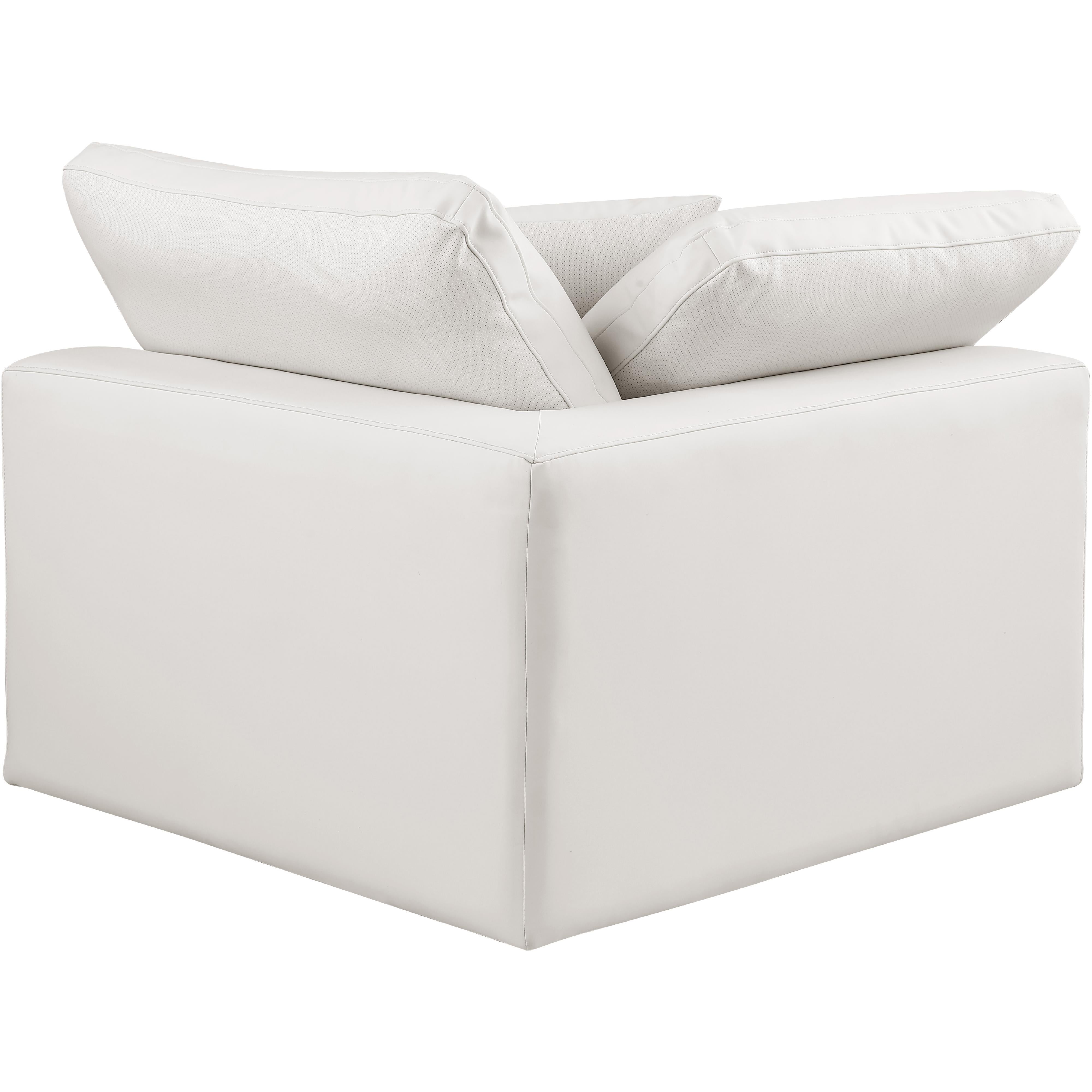 Meridian Comfy Cream Vegan Leather Modular Corner Chair