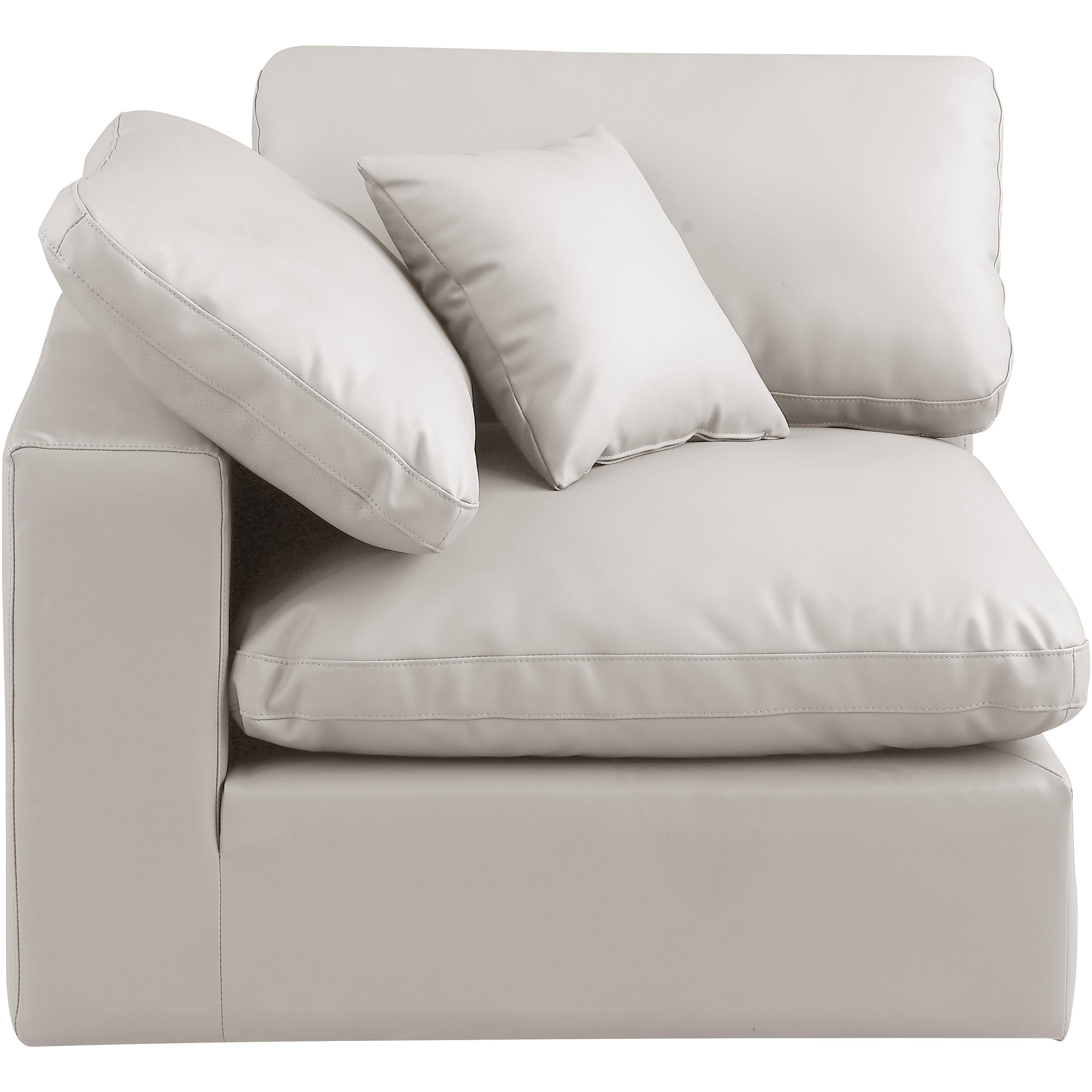 Meridian Comfy Cream Vegan Leather Modular Corner Chair