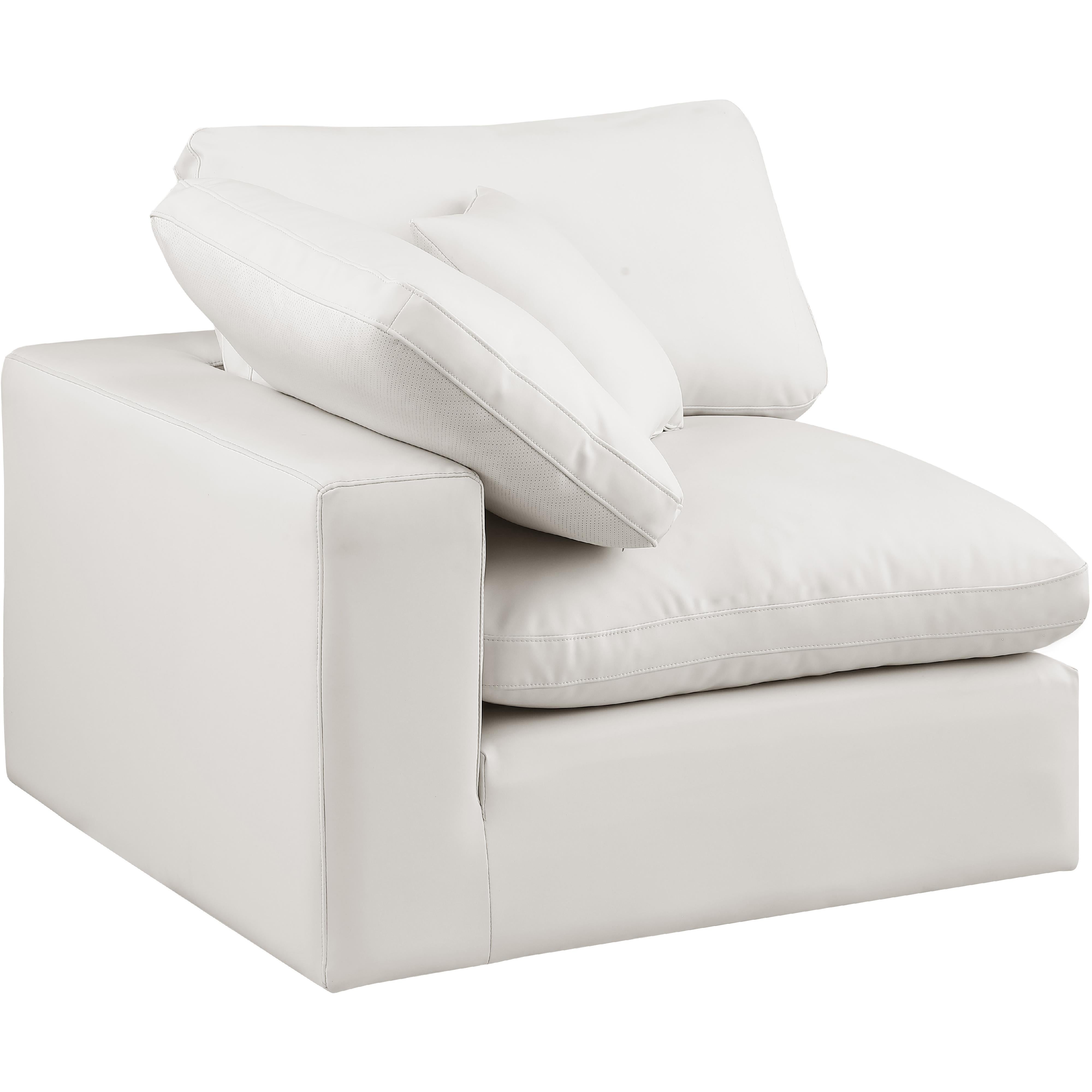 Meridian Comfy Cream Vegan Leather Modular Corner Chair