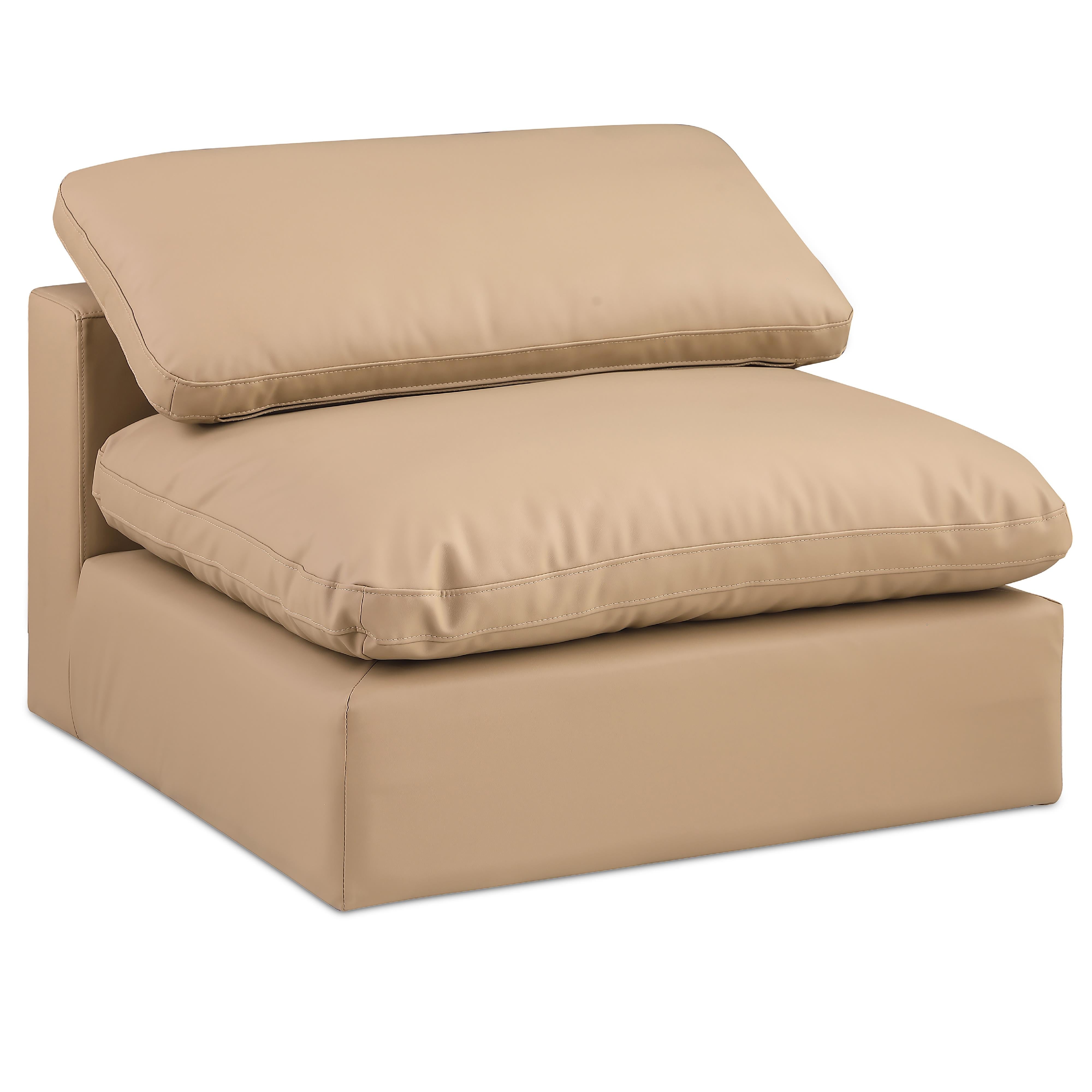 Meridian Comfy Tan Vegan Leather Modular Armless Chair