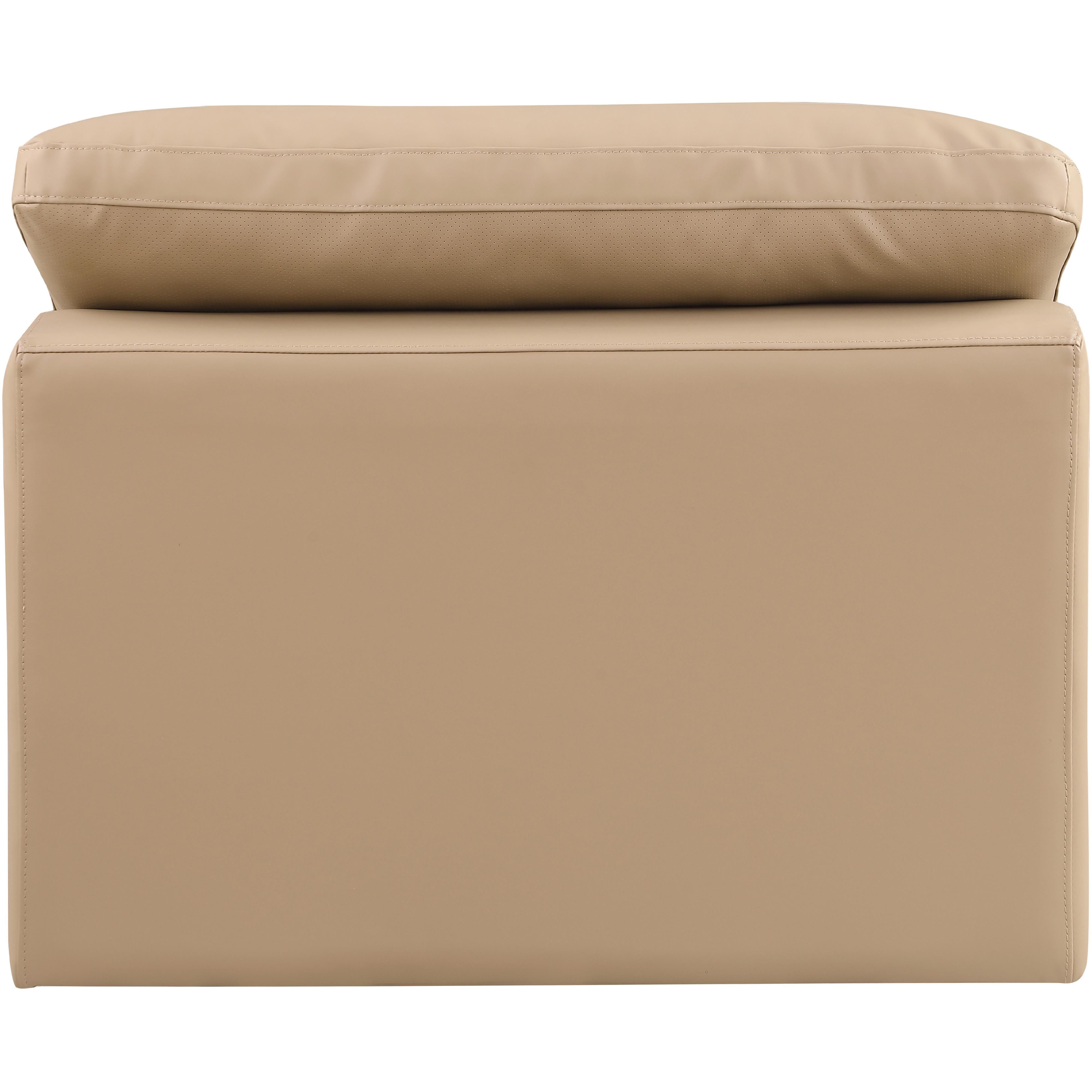 Meridian Comfy Tan Vegan Leather Modular Armless Chair