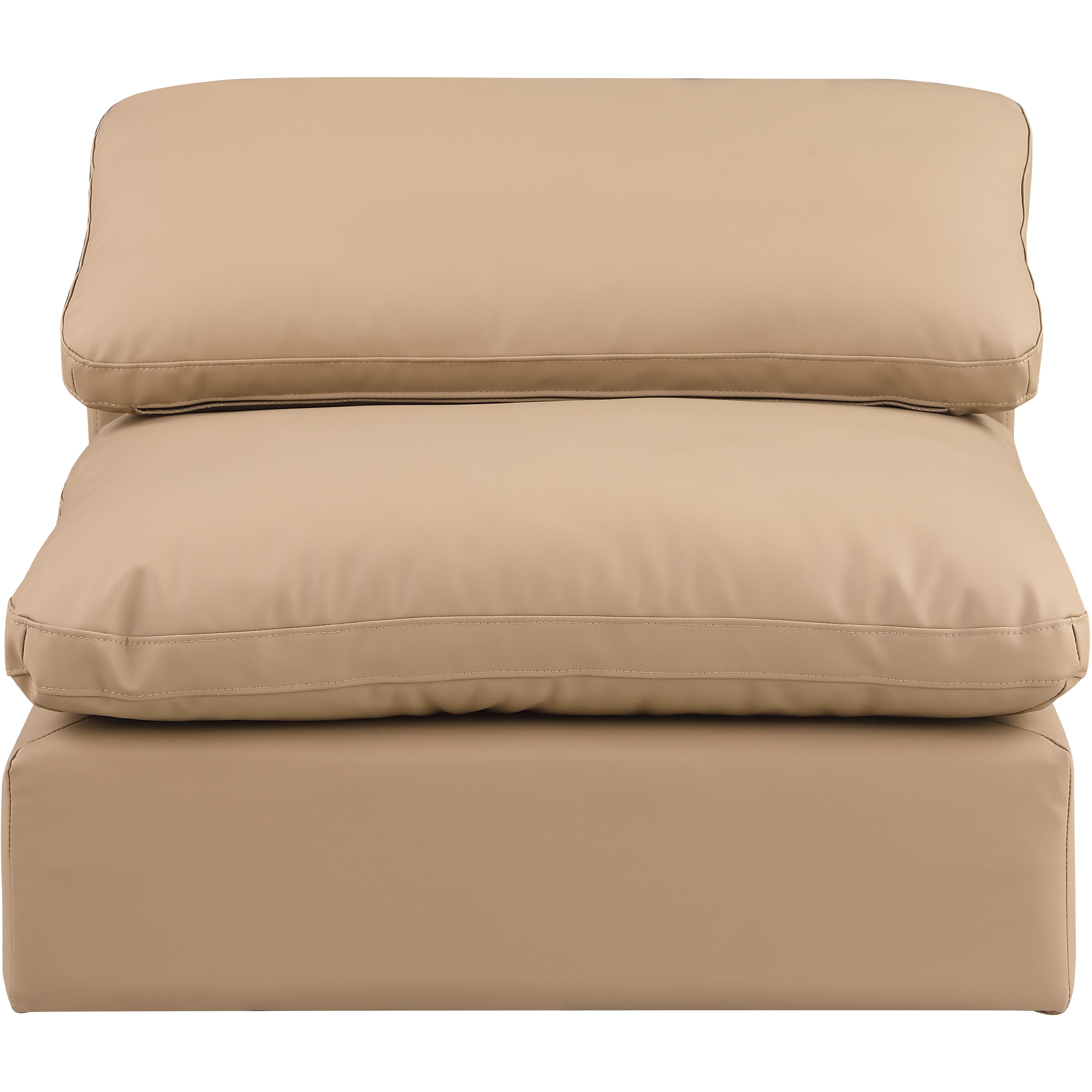 Meridian Comfy Tan Vegan Leather Modular Armless Chair