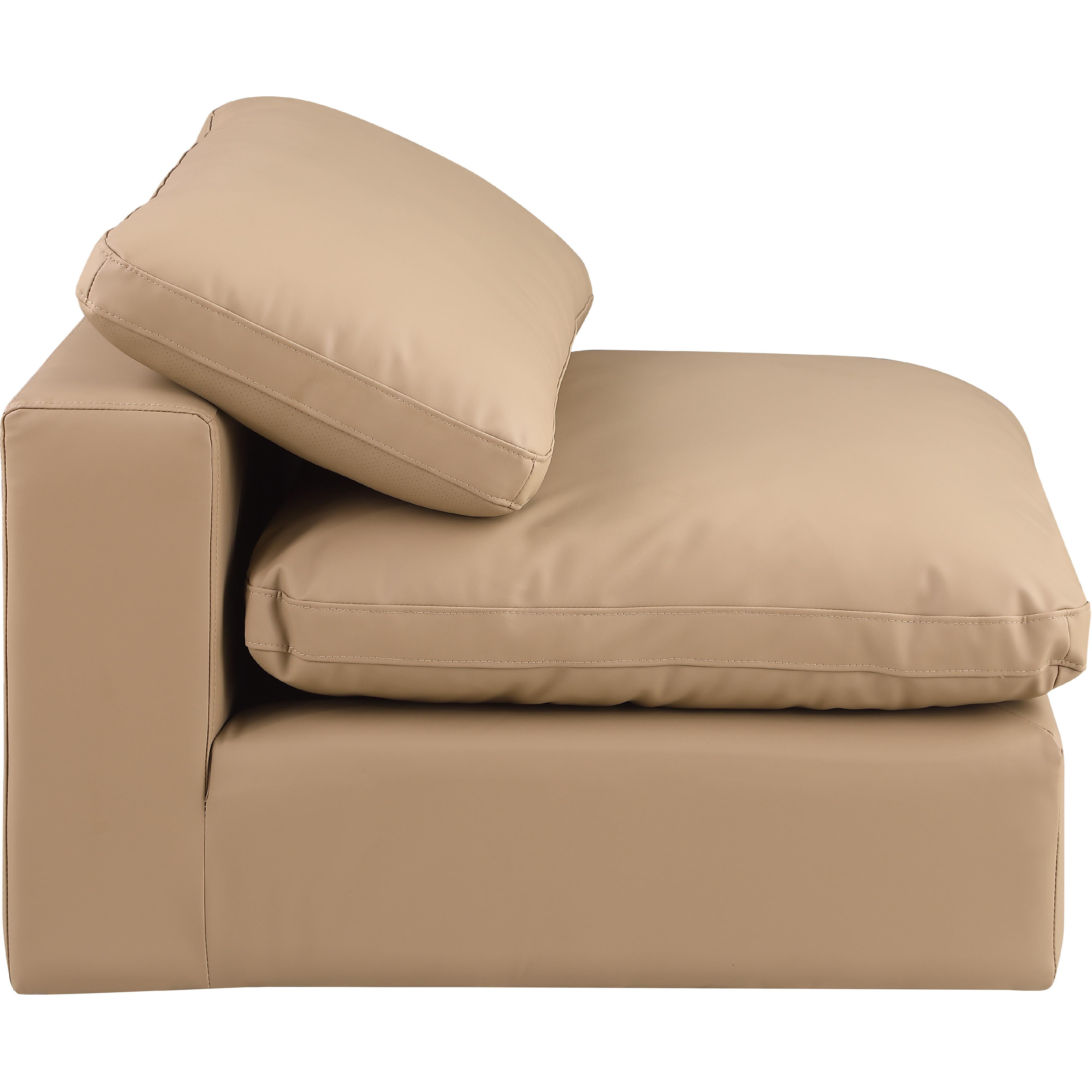 Meridian Comfy Tan Vegan Leather Modular Armless Chair