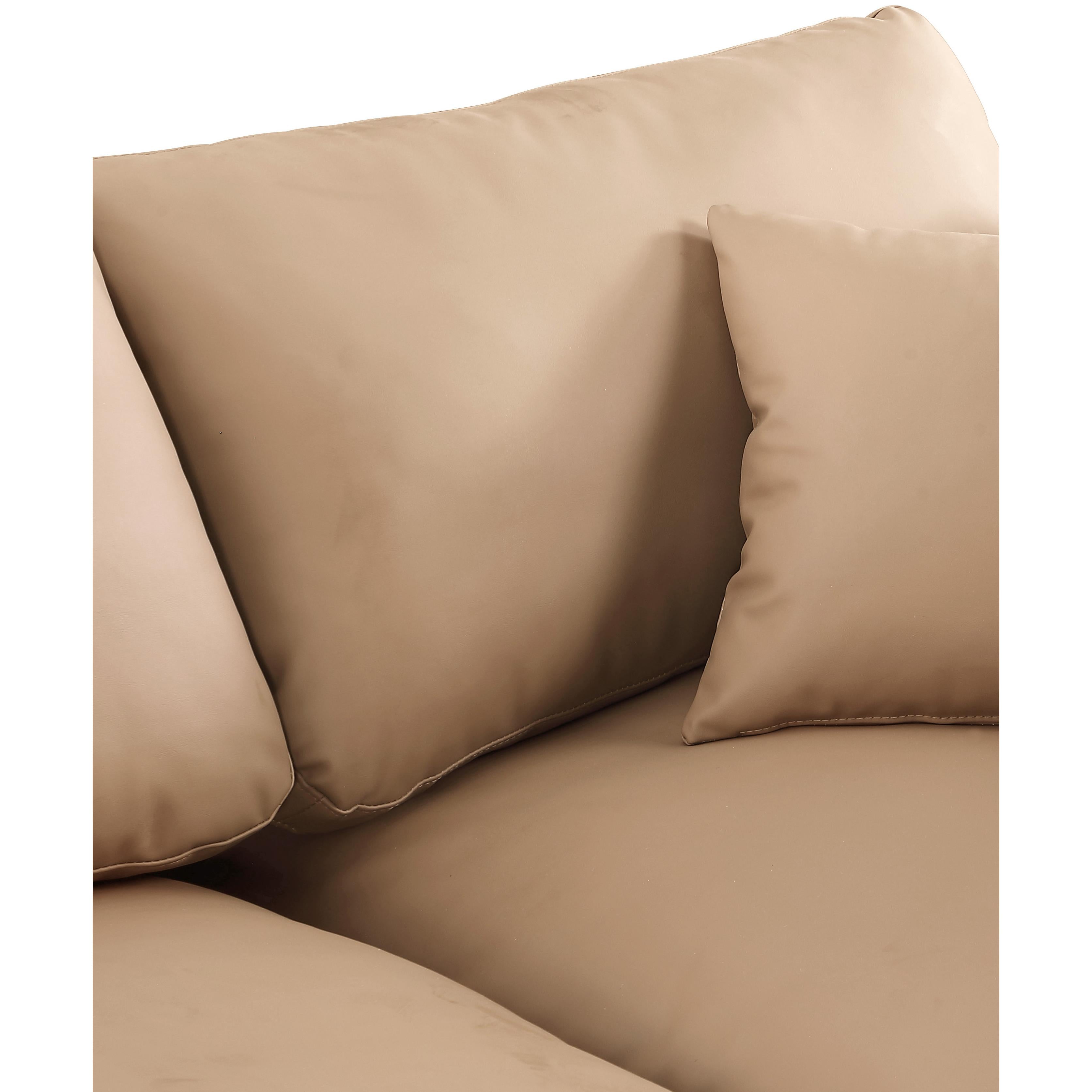 Meridian Comfy Tan Vegan Leather Modular Armless Chair