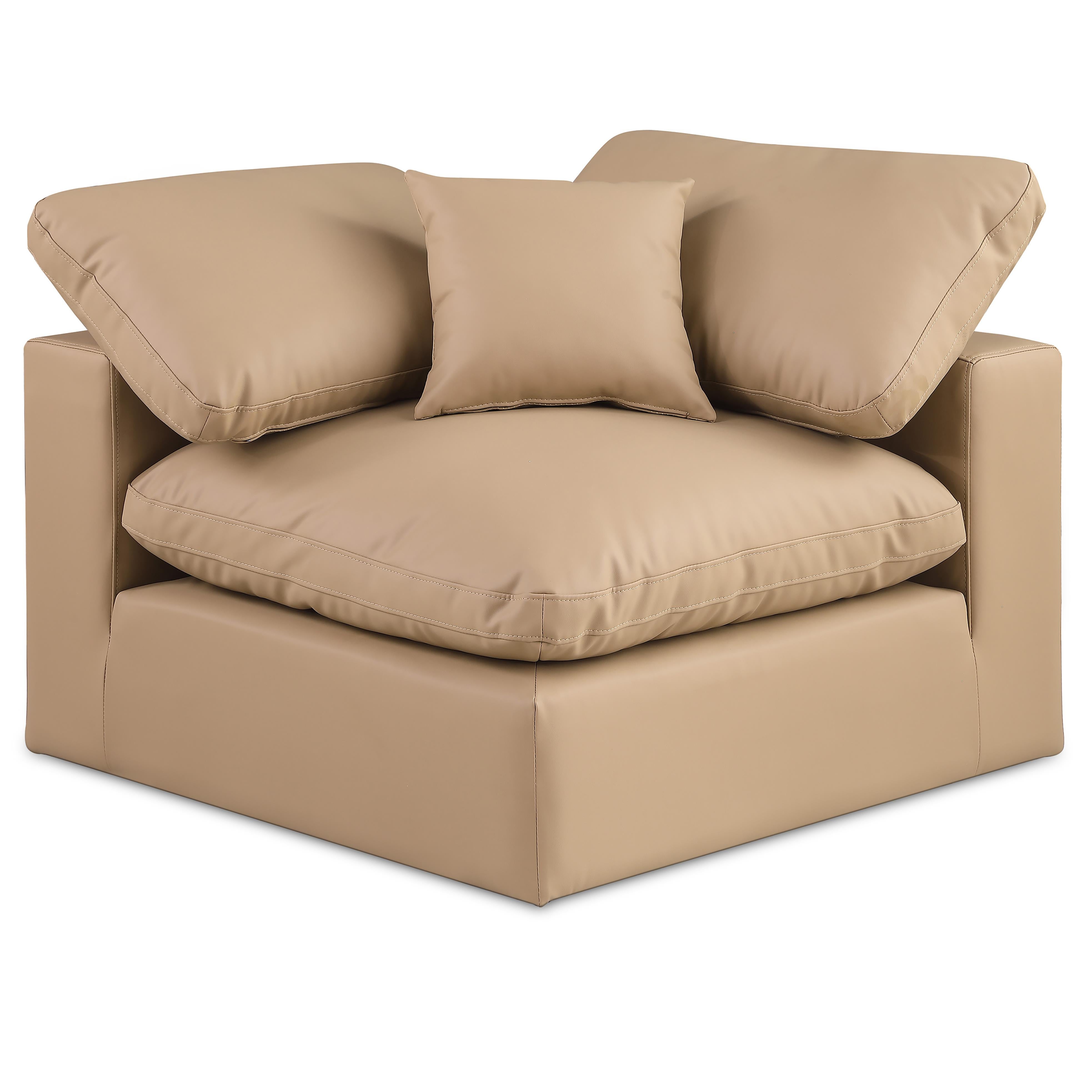 Meridian Comfy Tan Vegan Leather Modular Corner Chair