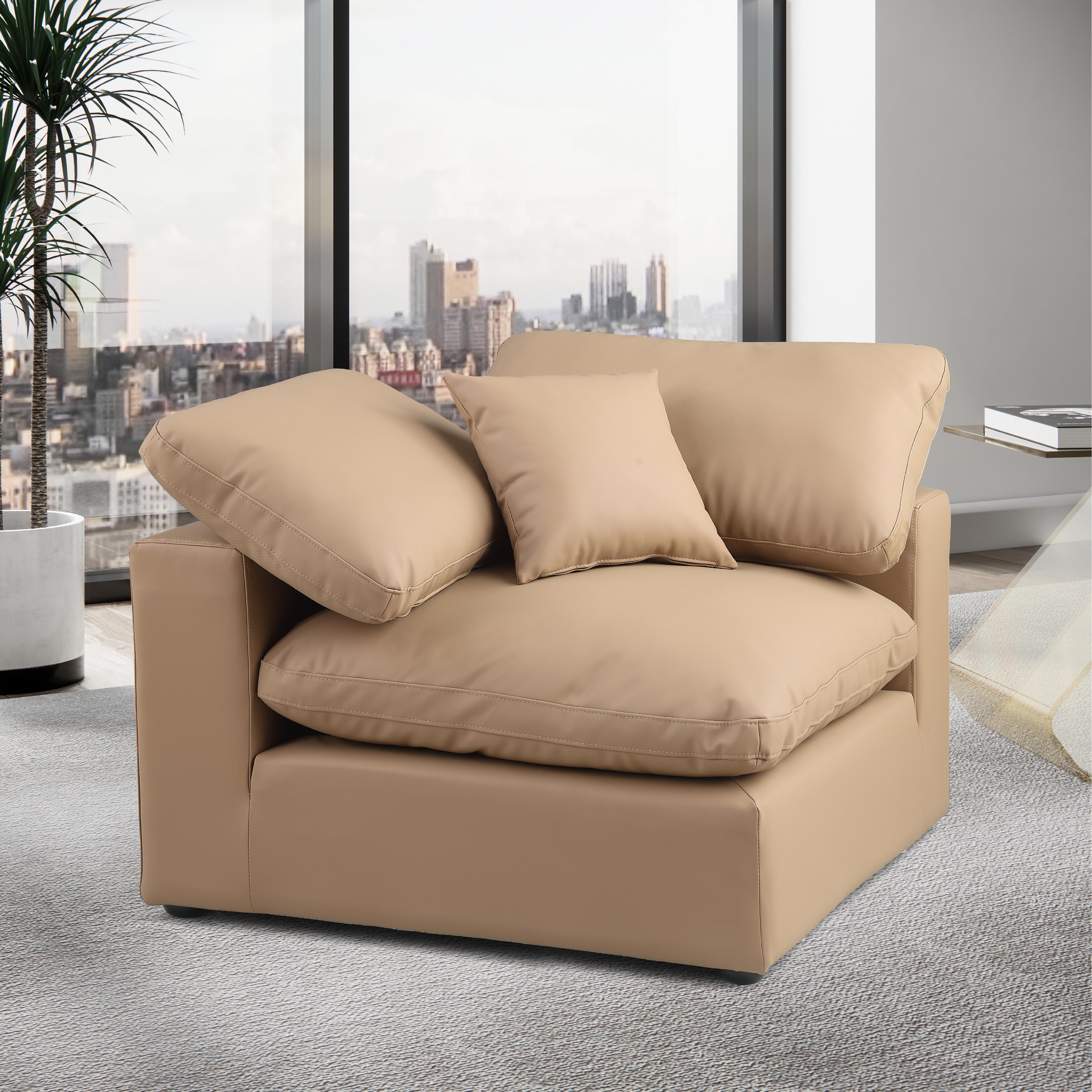 Meridian Comfy Tan Vegan Leather Modular Corner Chair