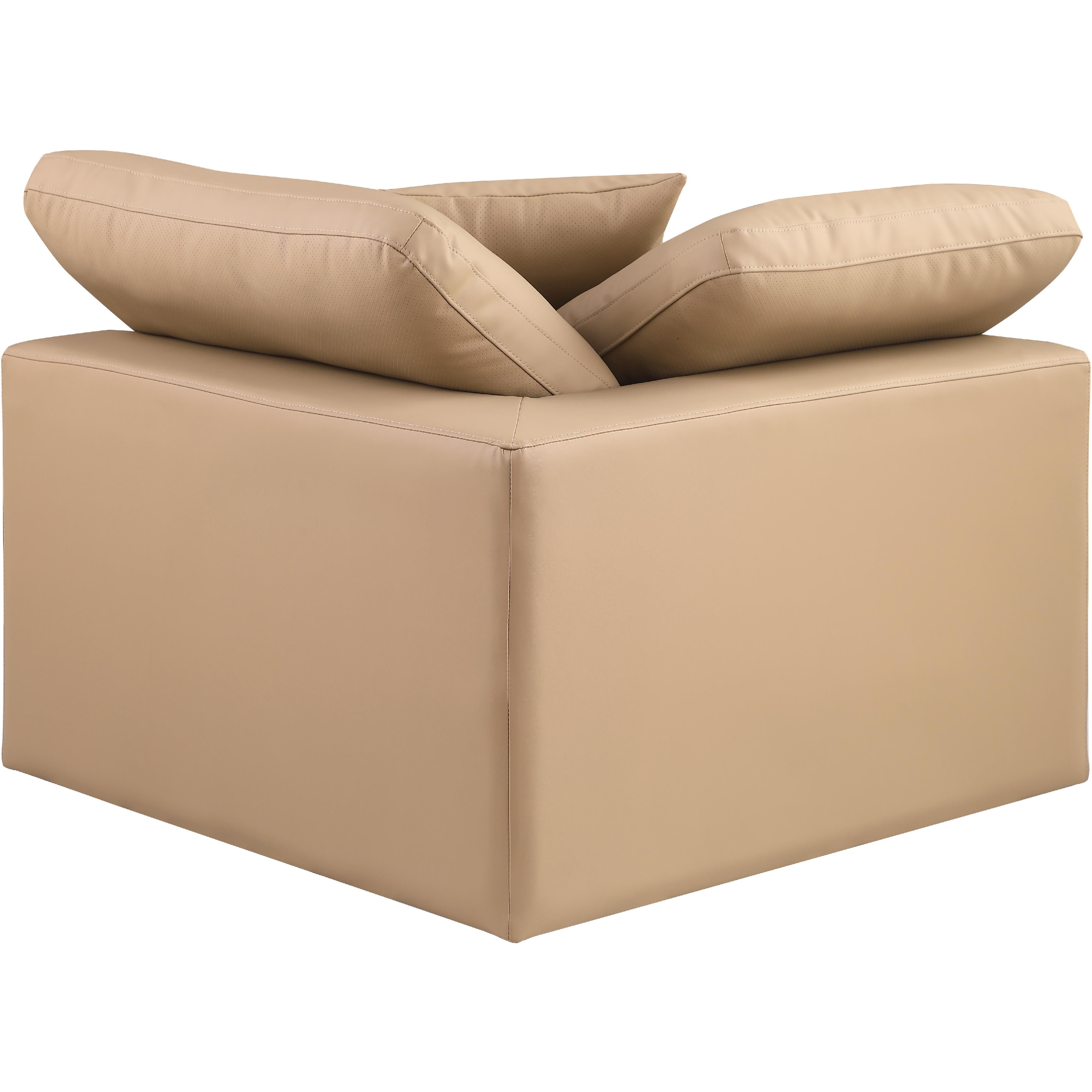Meridian Comfy Tan Vegan Leather Modular Corner Chair
