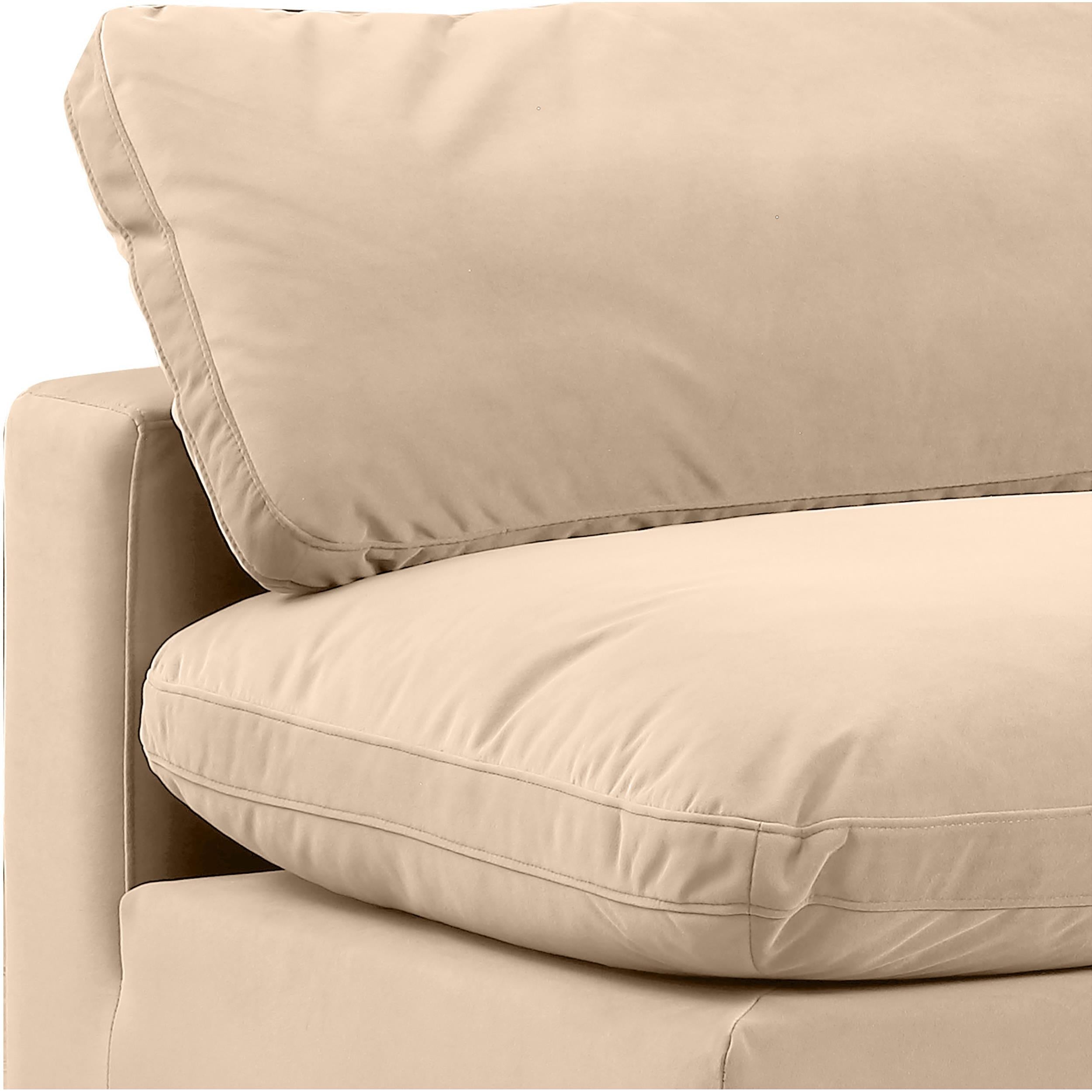 Meridian Comfy Beige Velvet Modular Armless Chair