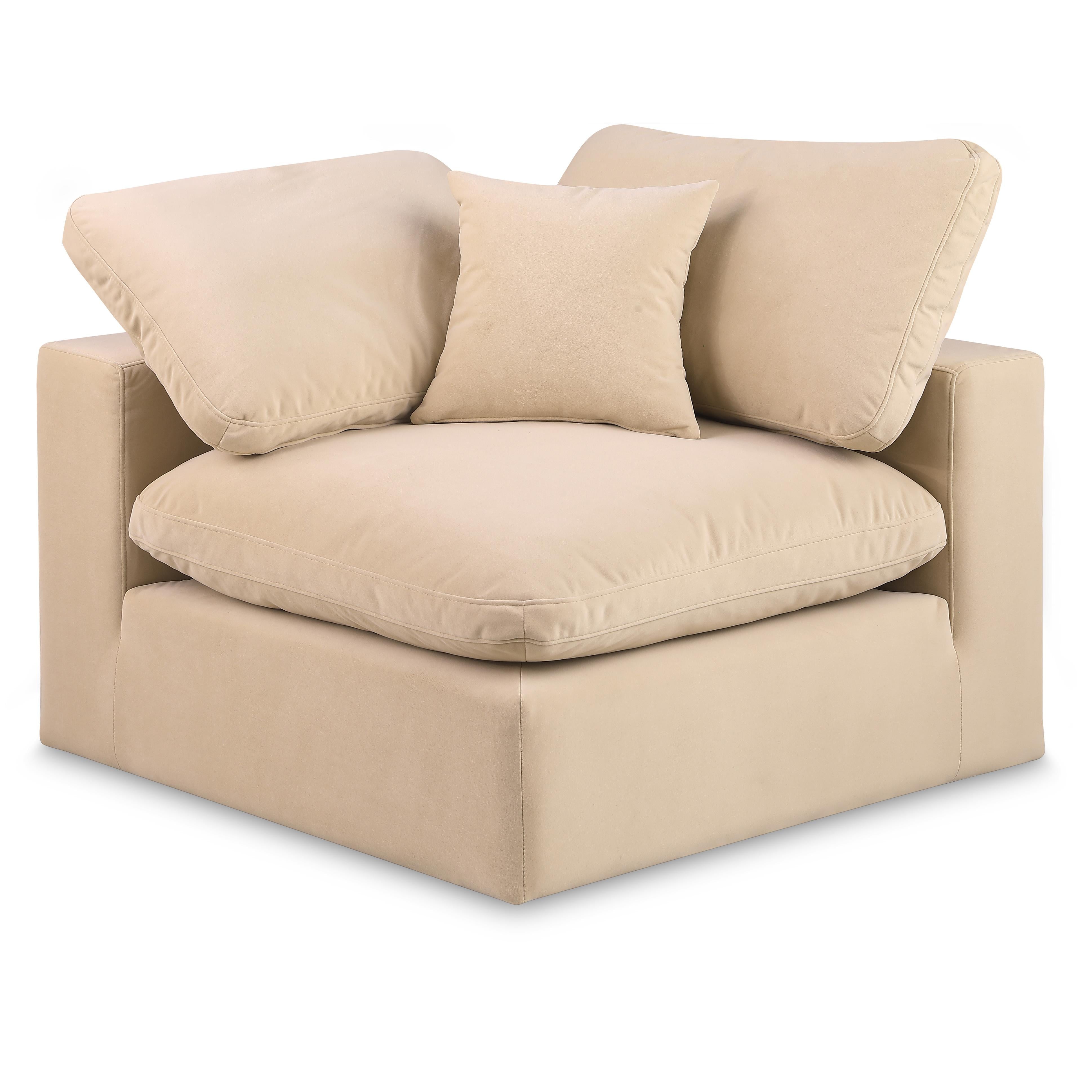 Meridian Comfy Beige Velvet Modular Corner Chair