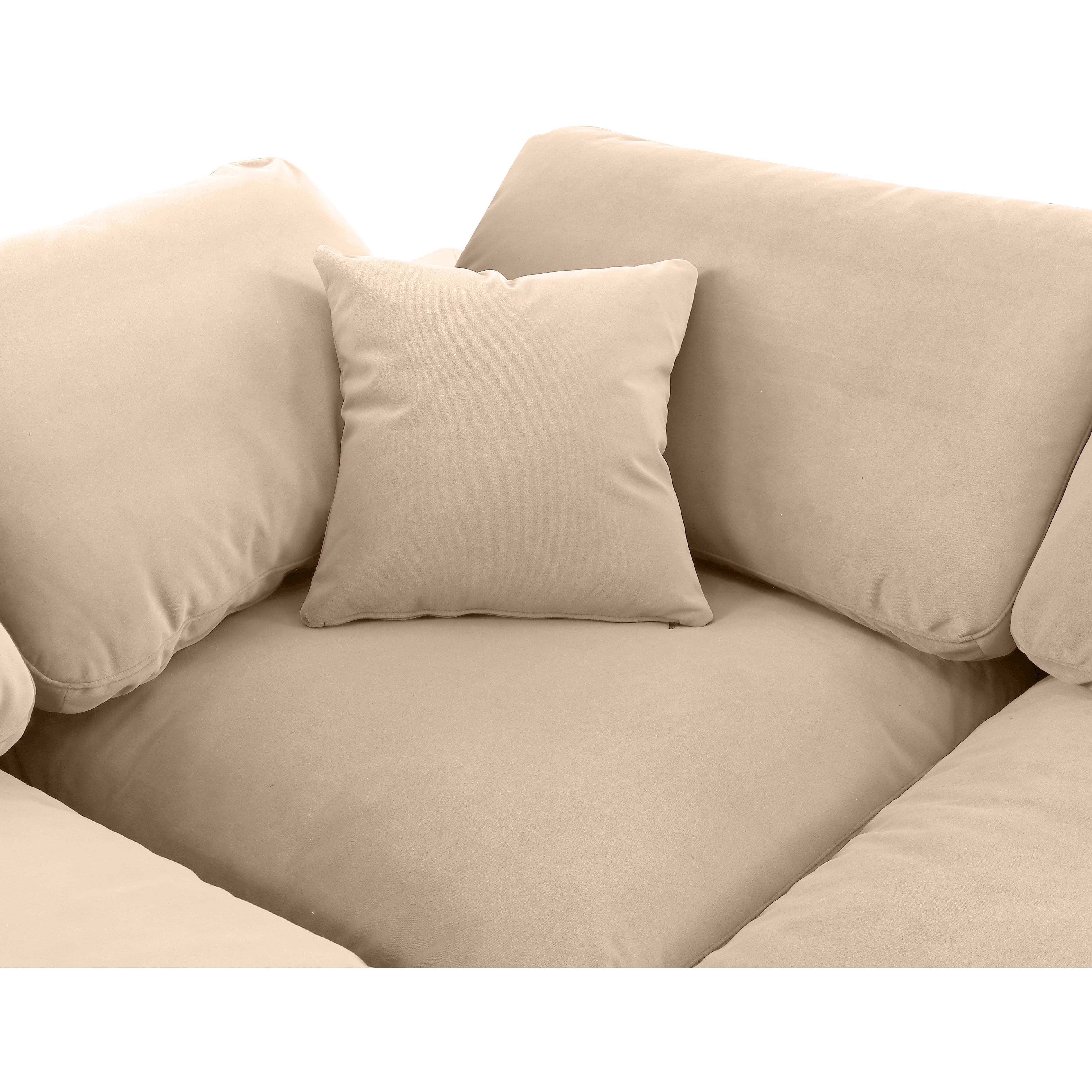 Meridian Comfy Beige Velvet Modular Corner Chair