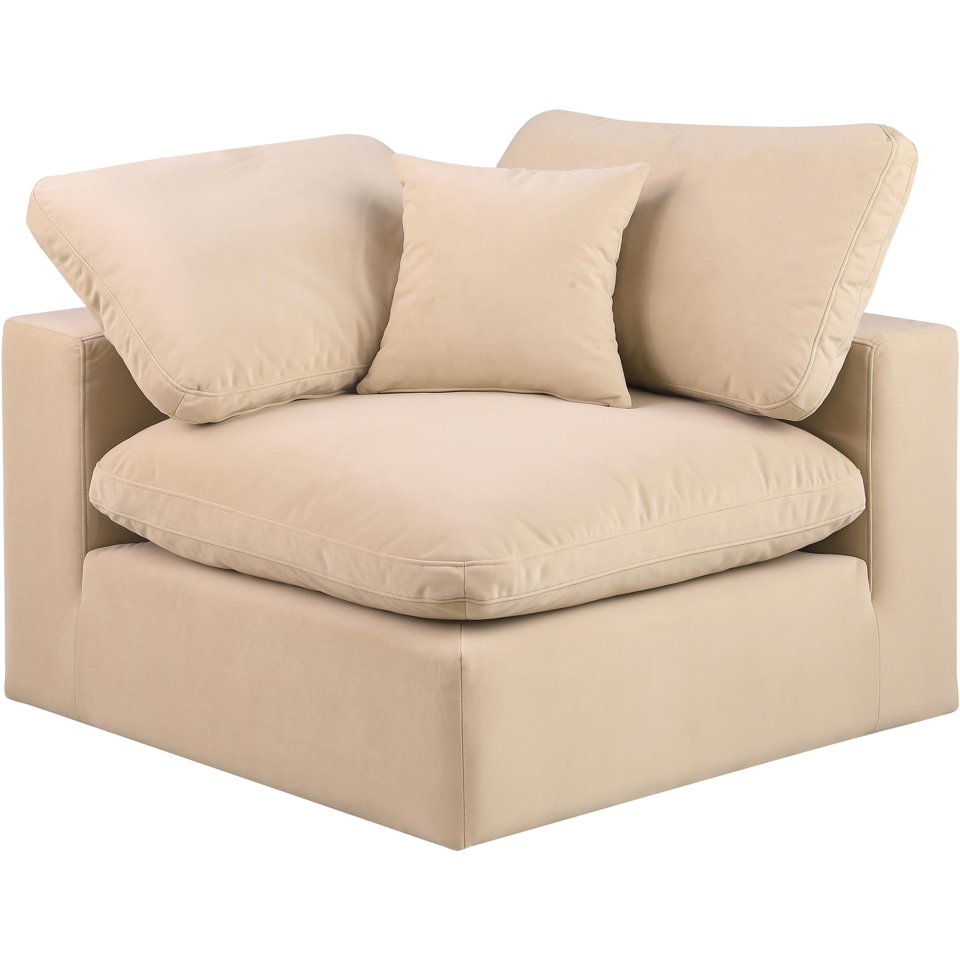 Meridian Comfy Beige Velvet Modular Corner Chair