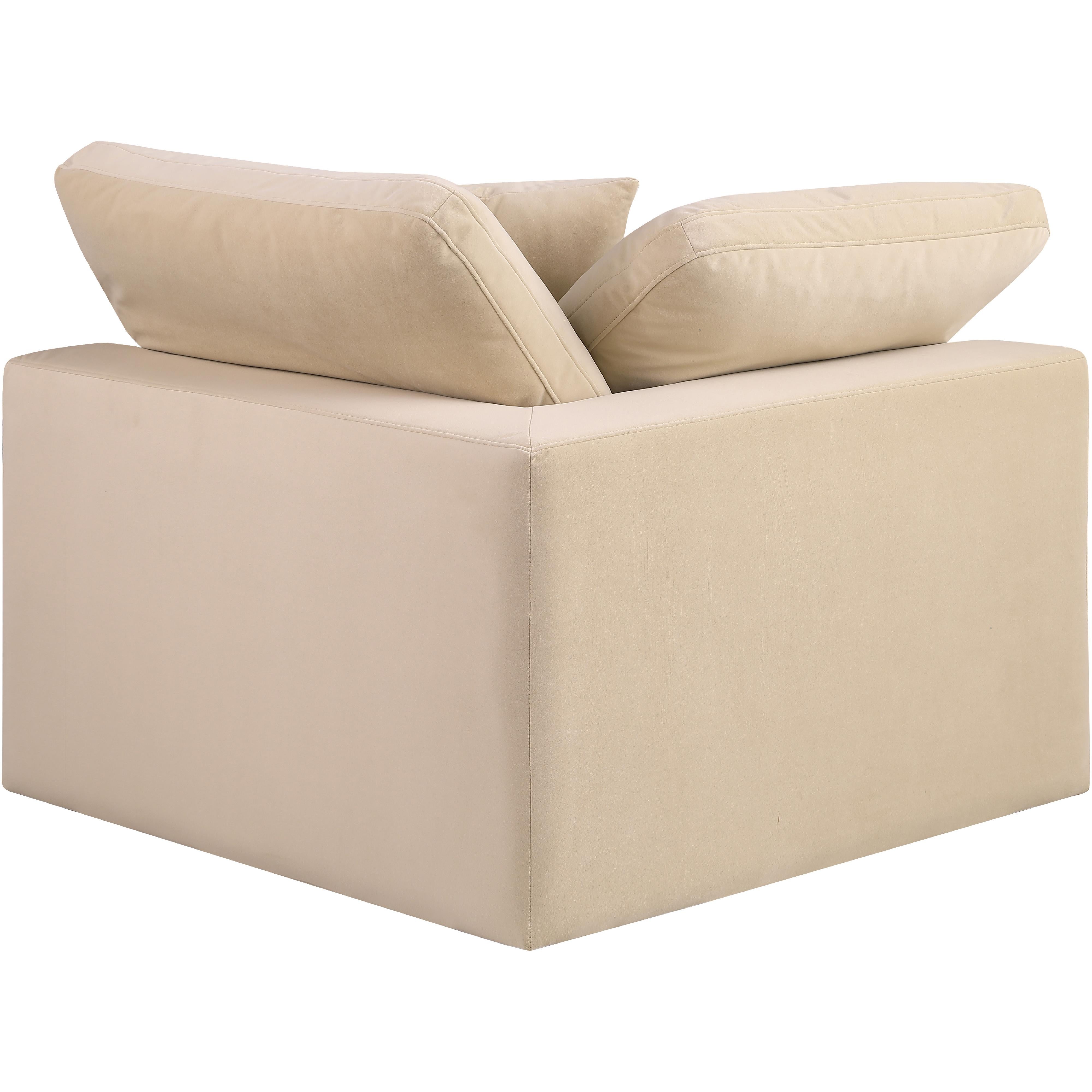 Meridian Comfy Beige Velvet Modular Corner Chair
